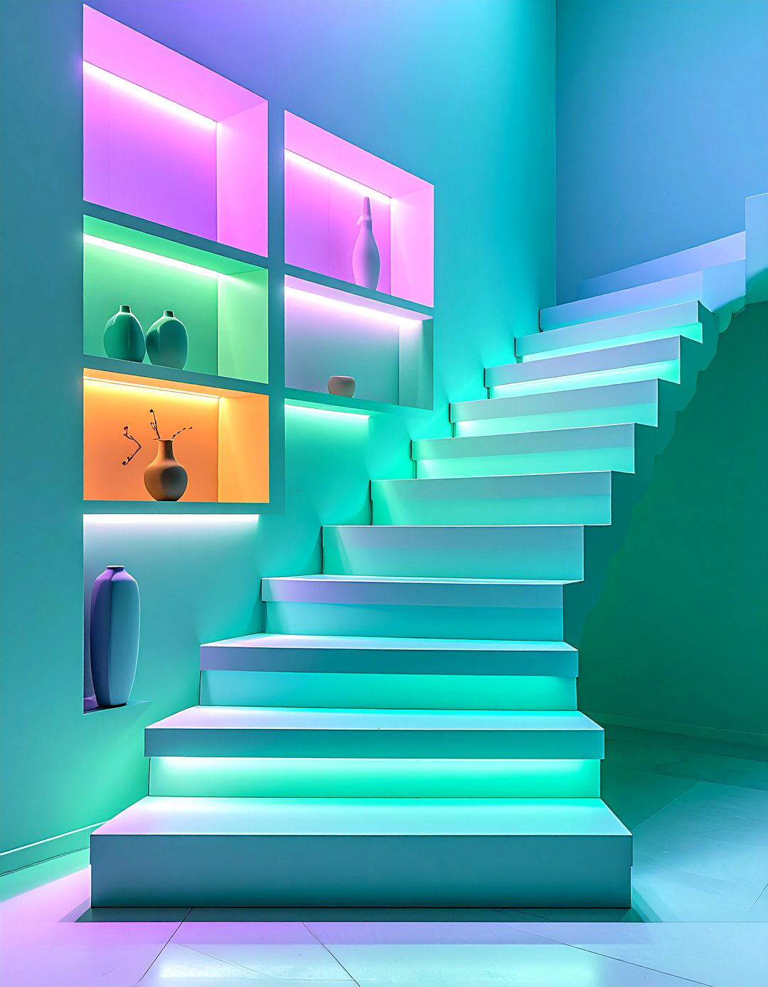 Recessed Niche Displays - 24 Staircase Wall Ideas