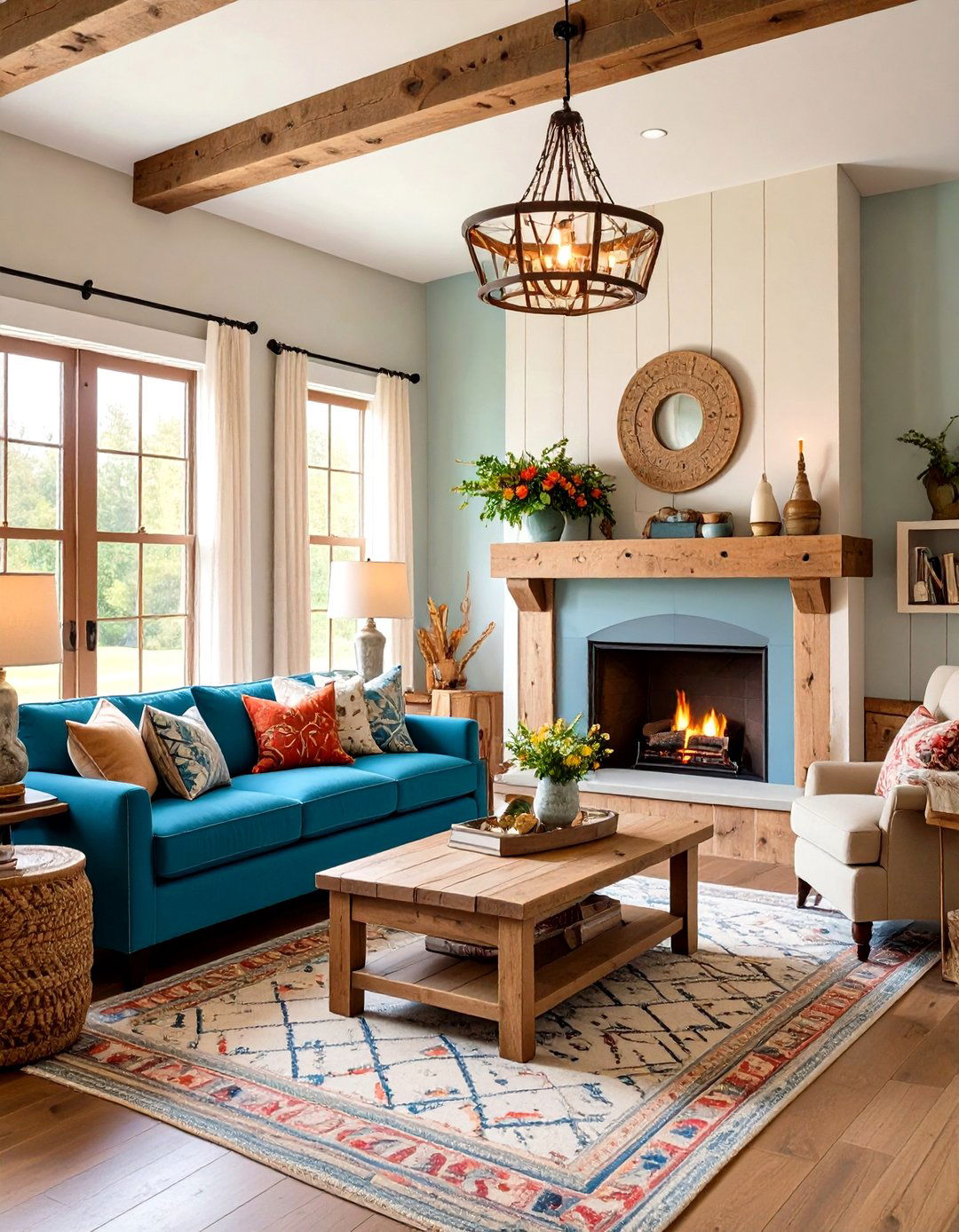 Reclaimed Barn Wood Mantel - 24 Farmhouse Fireplace Ideas