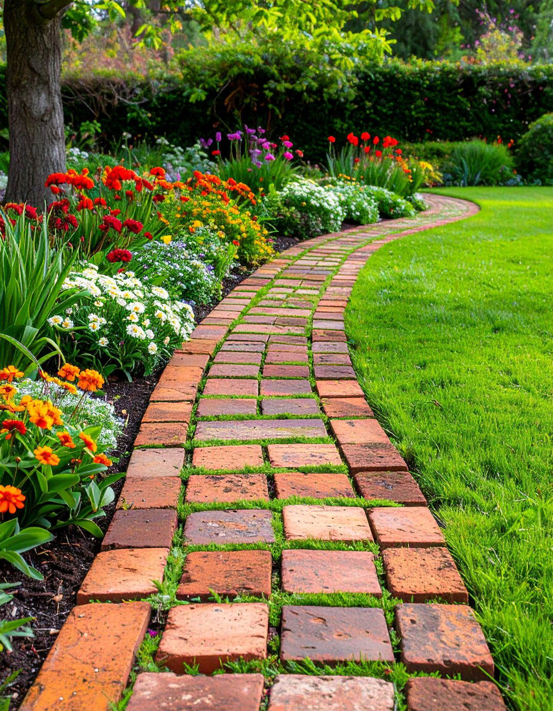 Reclaimed Brick Border Design - 24 Recycled Garden Edging Ideas