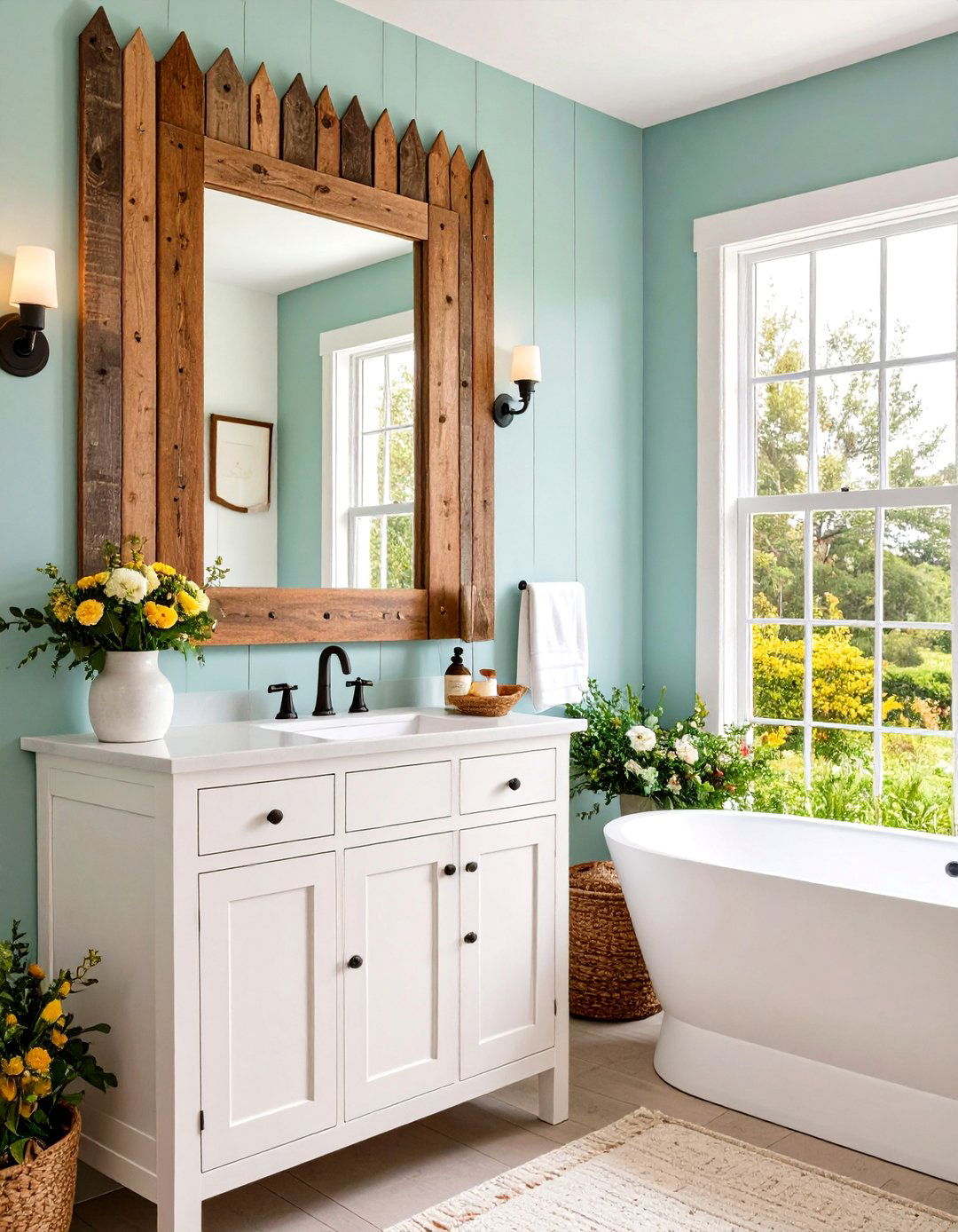 Reclaimed Fence Picket Mirrors - 24 Farmhouse Bathroom Mirrors Ideas