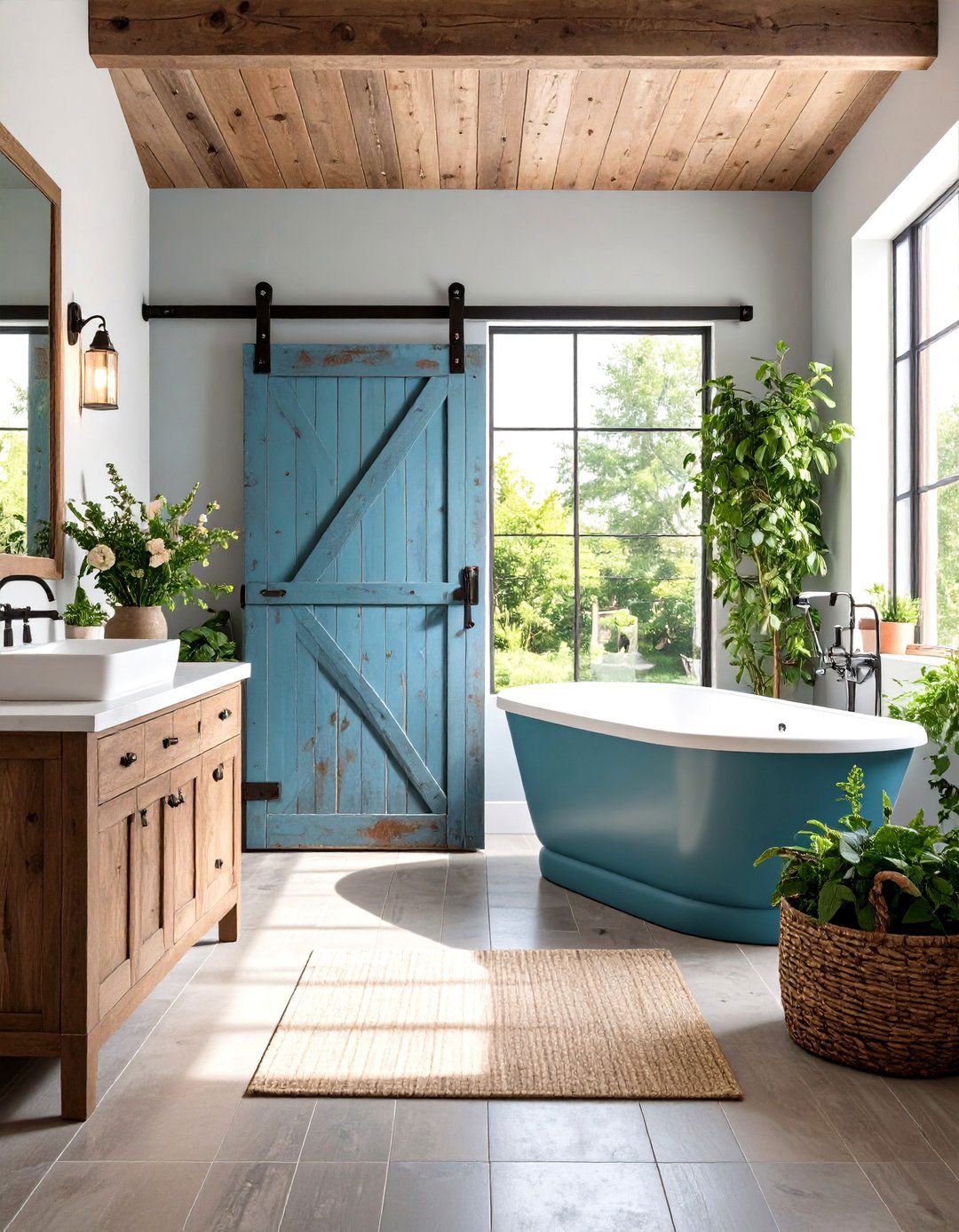 Reclaimed Metal Bathroom Barn Door - 24 Bathroom Barn Door Ideas