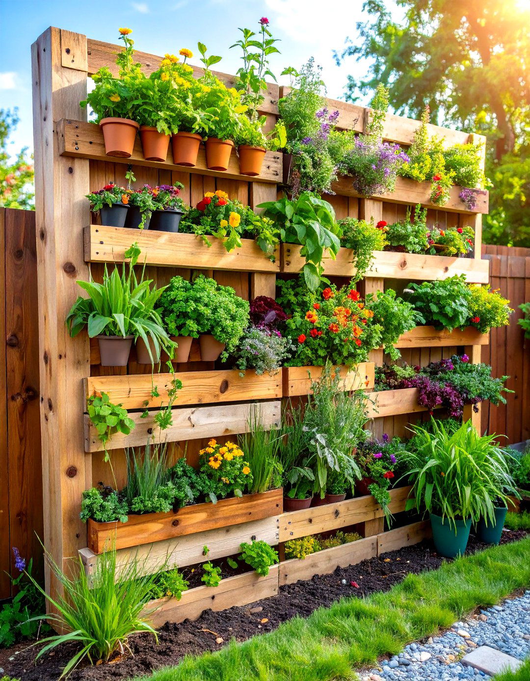 Reclaimed Pallet Garden Wall - 24 Vertical Garden Ideas