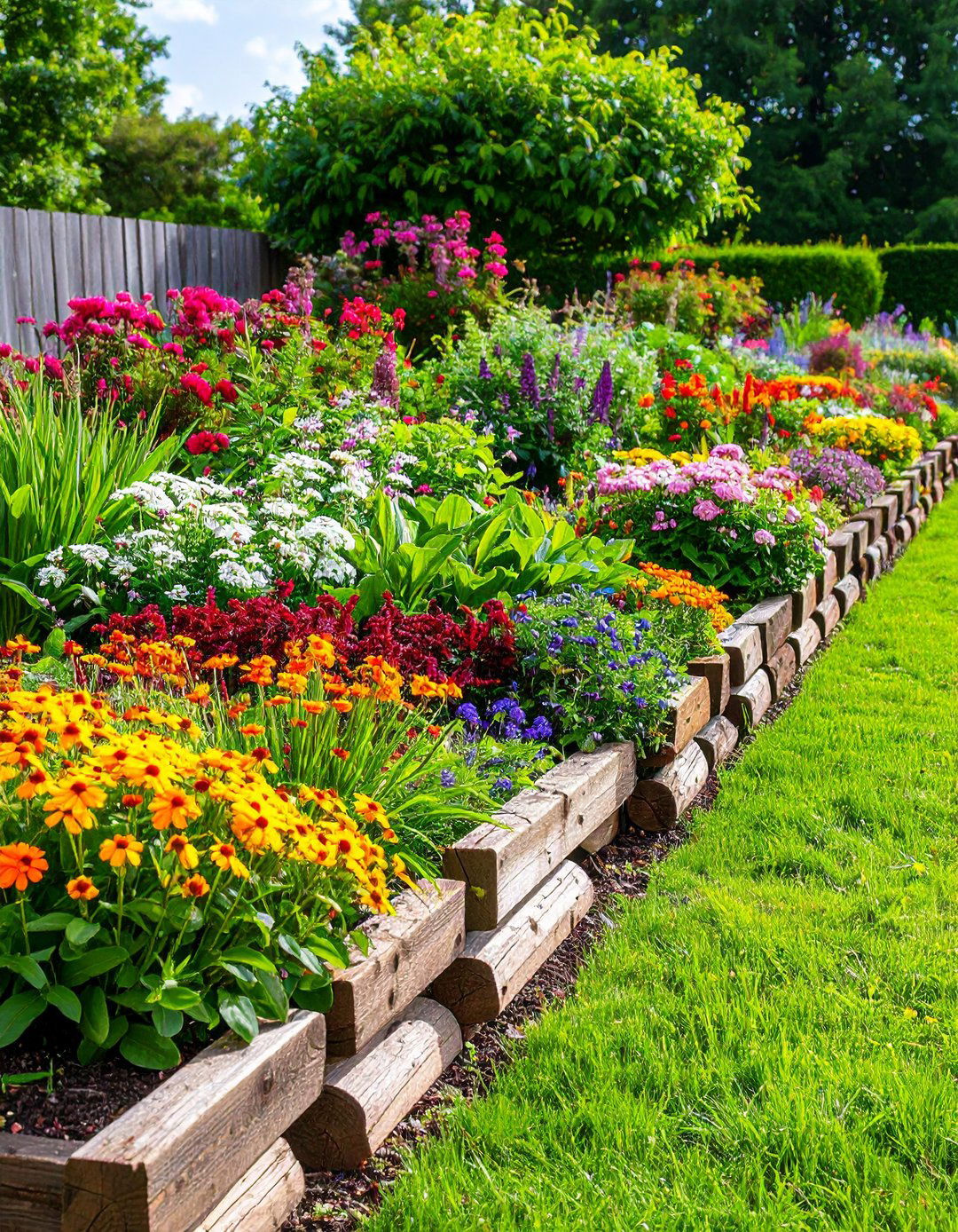 Reclaimed Railroad Tie Edging - 24 Recycled Garden Edging Ideas