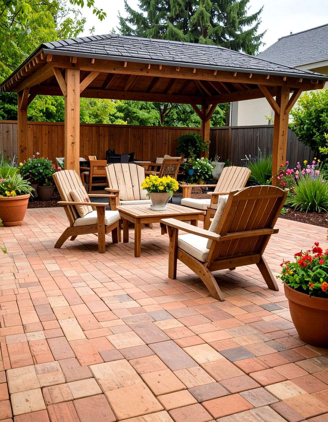 Reclaimed Wood Deck with Recycled Brick Patio - 24 Deck and Patio Combination Ideas