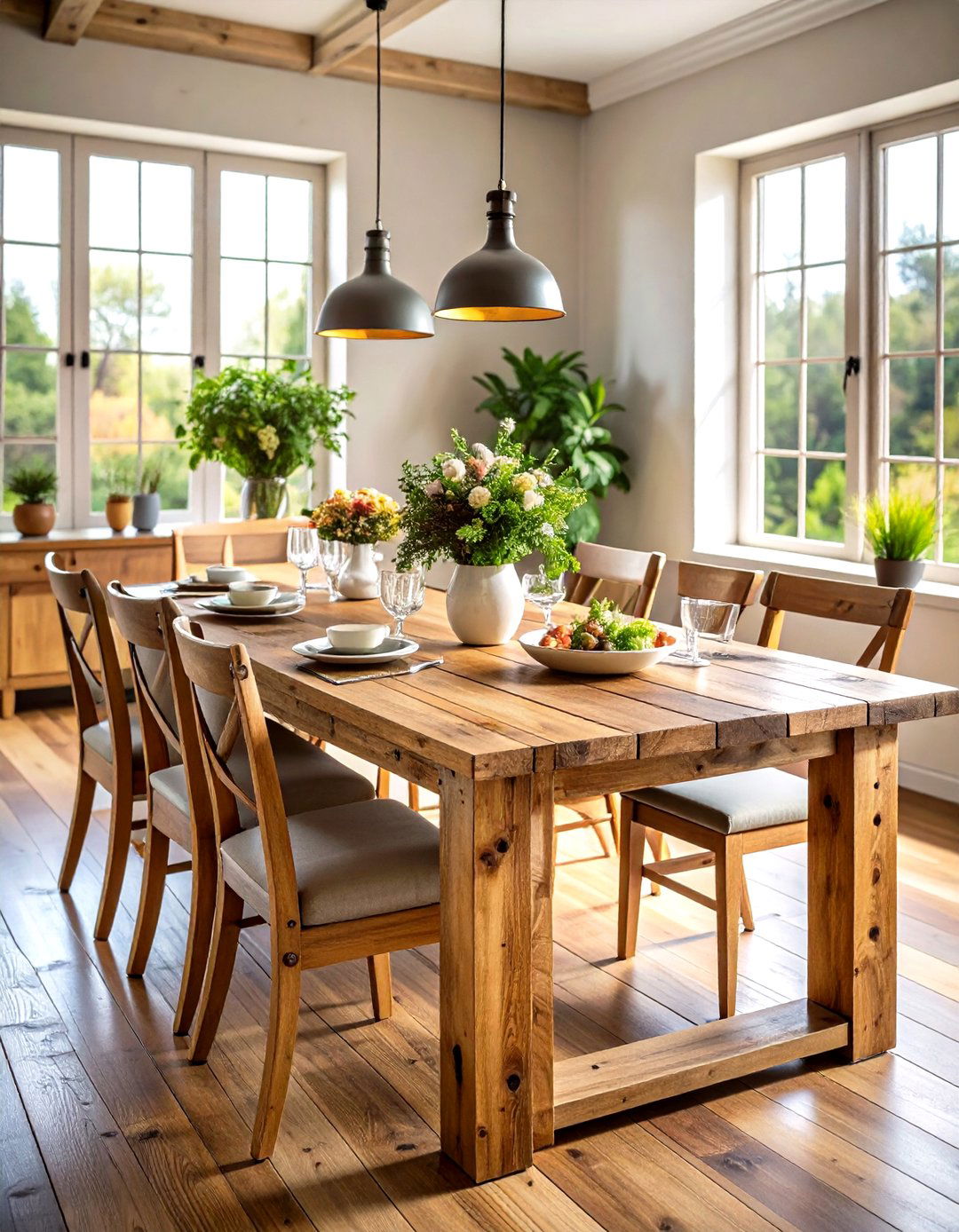 Reclaimed Wood Farmhouse Tables - 24 Rustic Dining Room Ideas