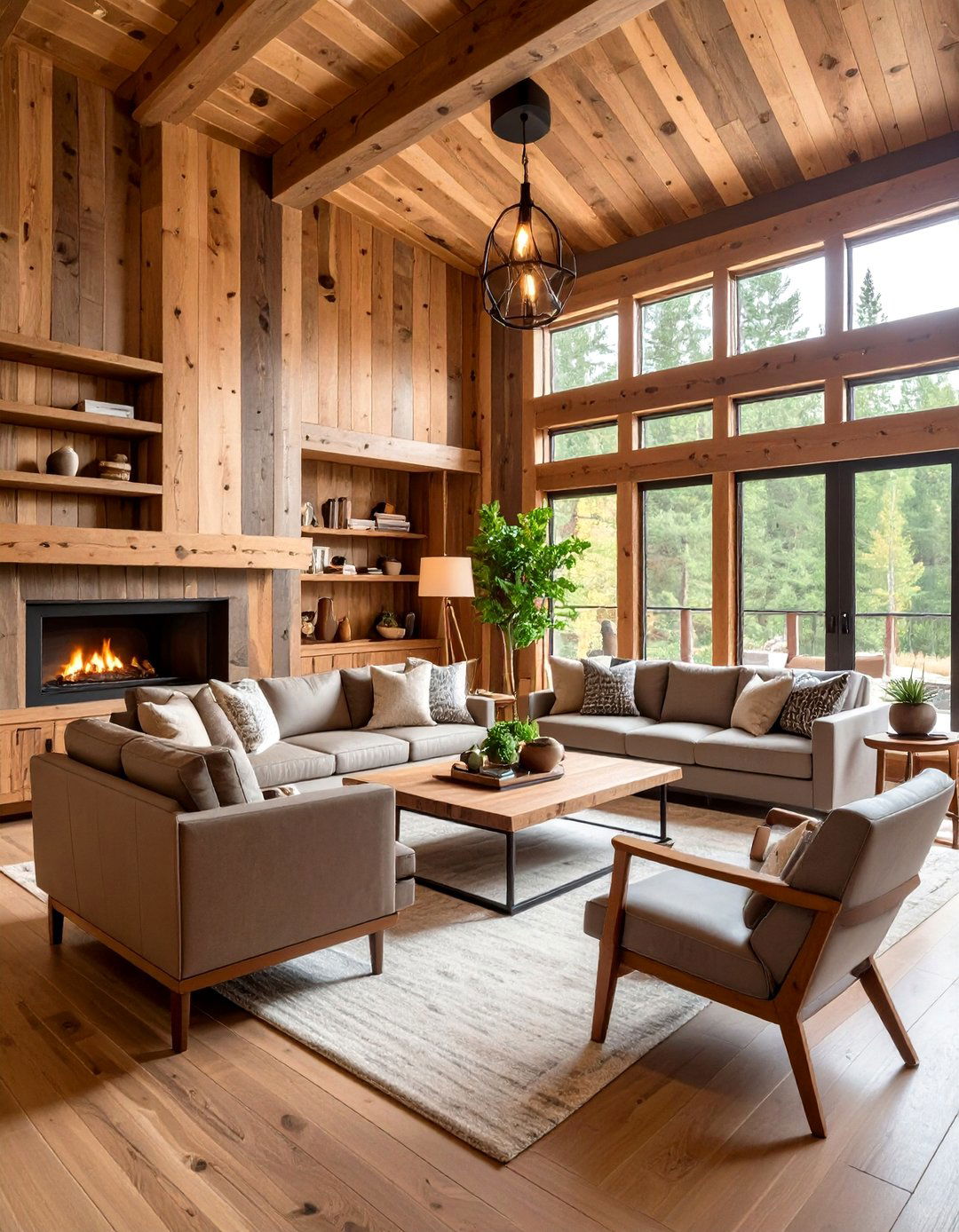 Reclaimed Wood Feature Elements - 24 Cabin Living Room Ideas