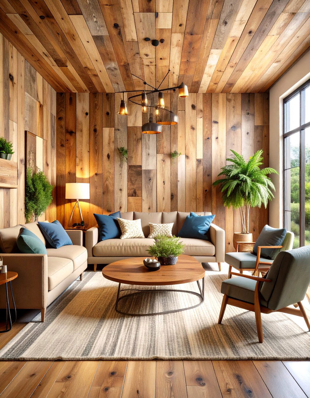 Reclaimed Wood Feature Wall - 24 Joanna Gaines Living Room Ideas