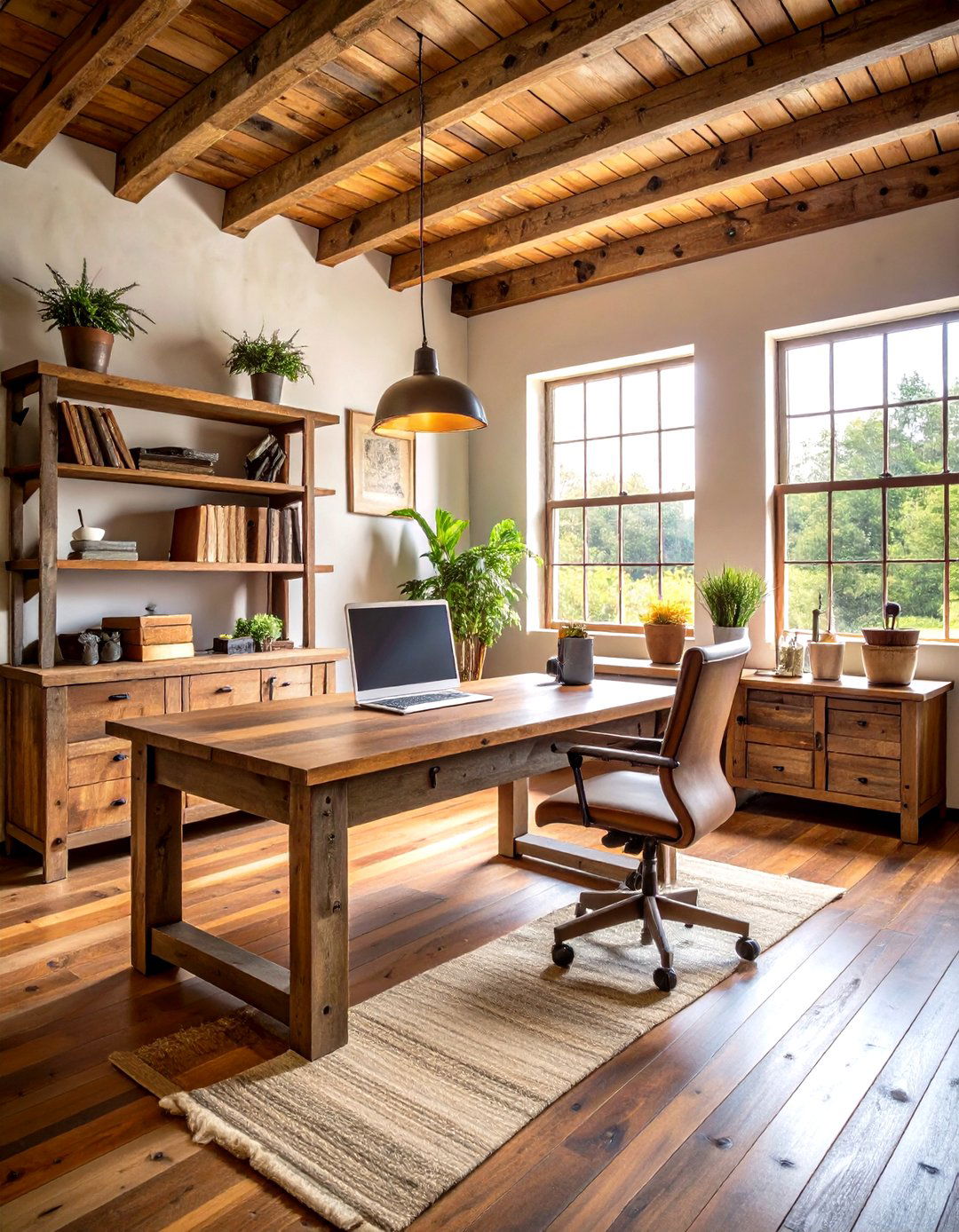 Reclaimed Wood Heritage Workspace - 24 Green Home Office Ideas