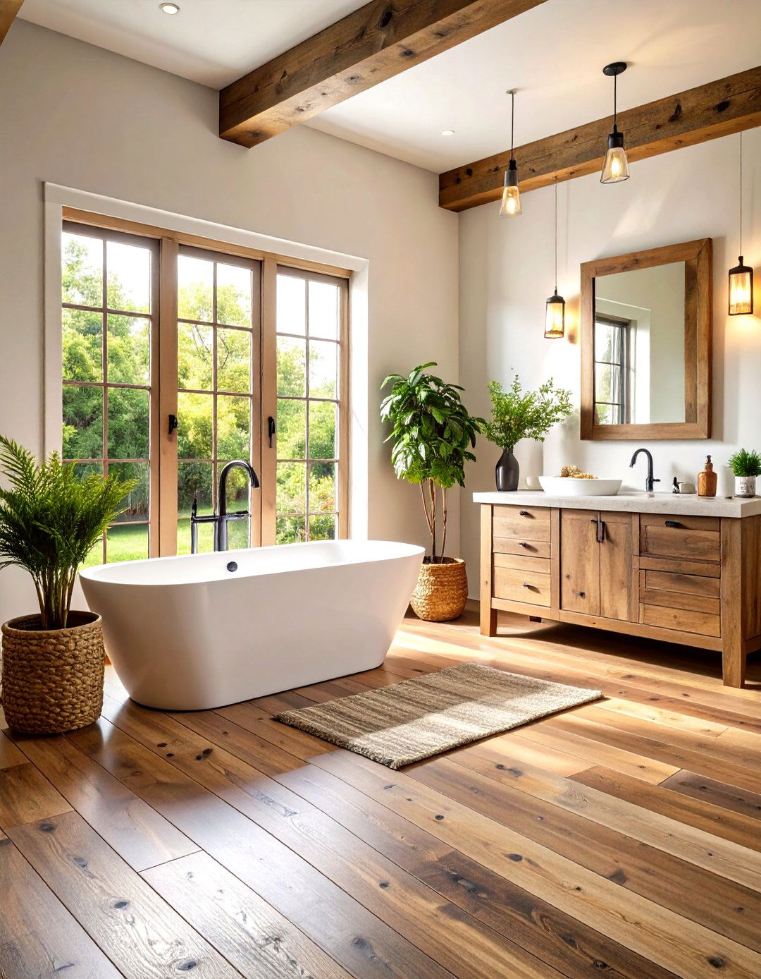 Reclaimed Wood Look Ceramic Planks - 24 Ideas for Wood Floors in Bathrooms
