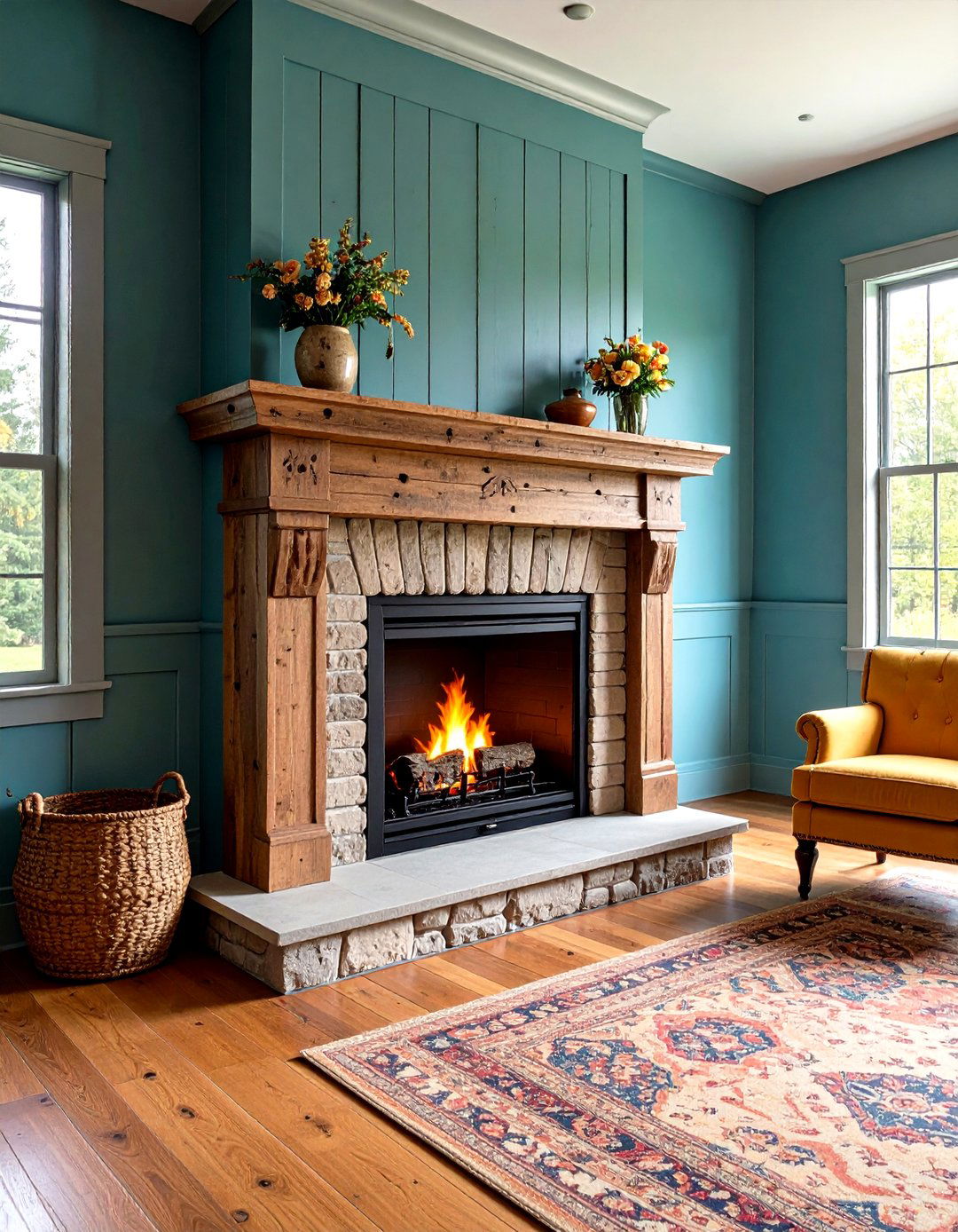 Reclaimed Wood Mantel Fireplace - 24 Craftsman-style Fireplace Ideas