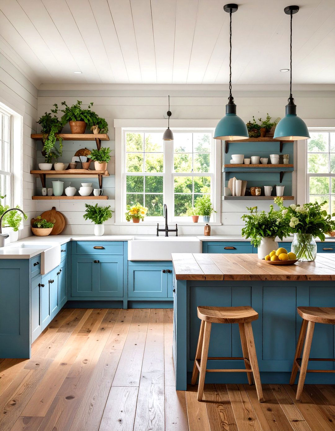 Reclaimed Wood Plank Backsplash with Farmhouse Warmth