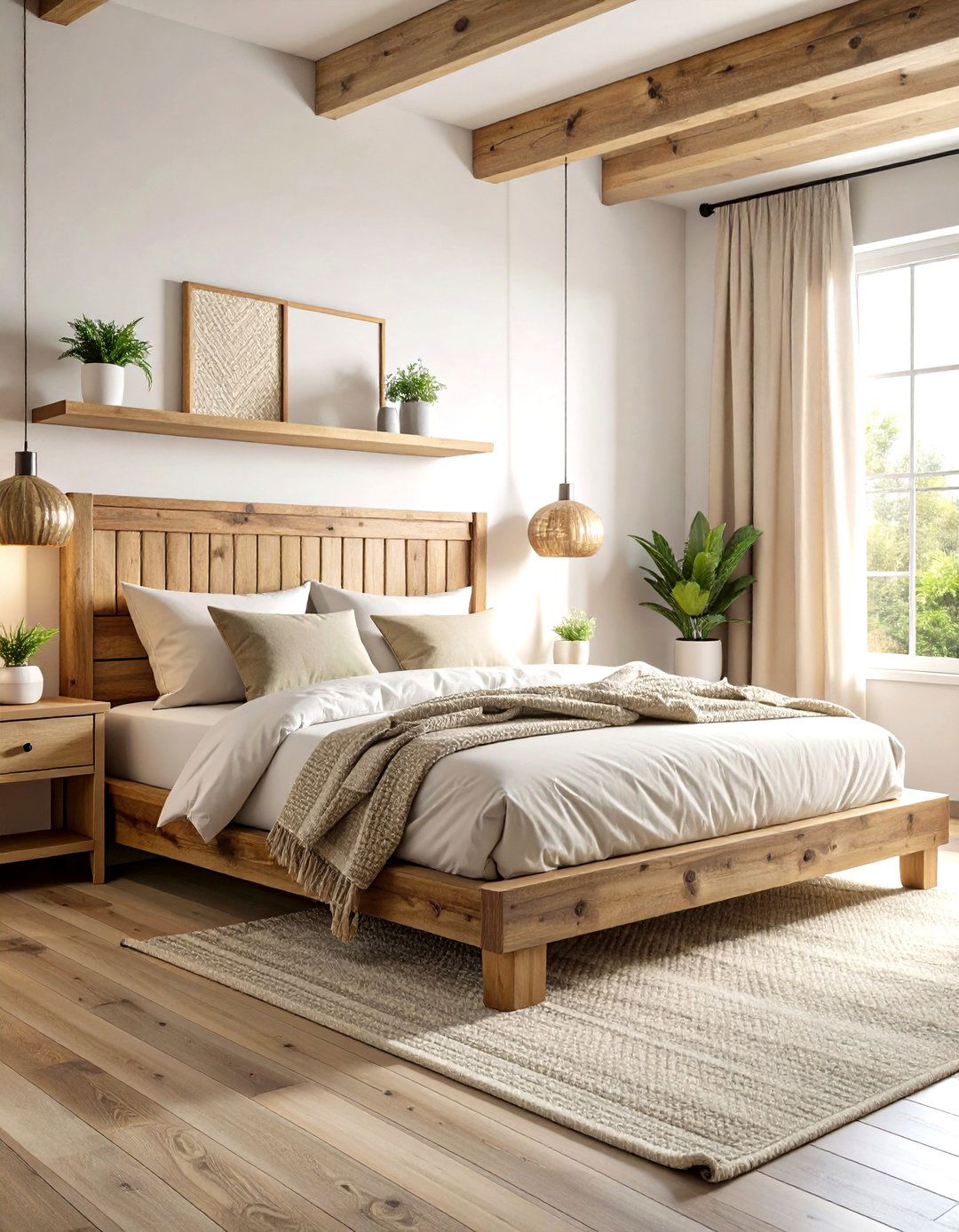 Reclaimed Wood Platform Bed Design - 24 earthy bedroom ideas