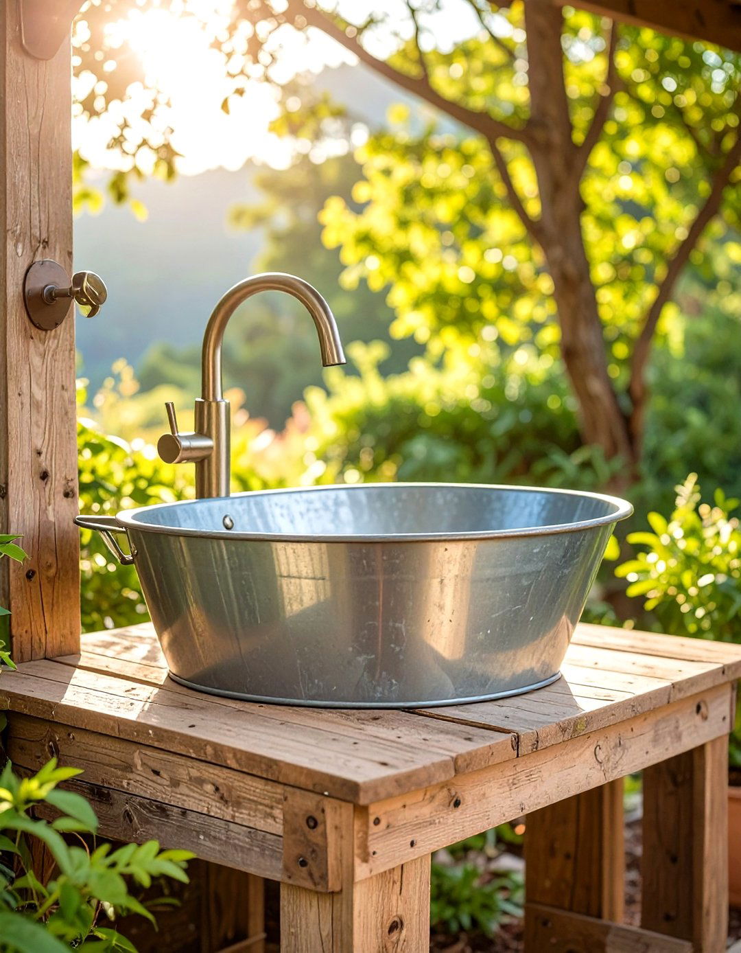 Reclaimed Wood and Metal Industrial Sink - 24 outdoor sink ideas