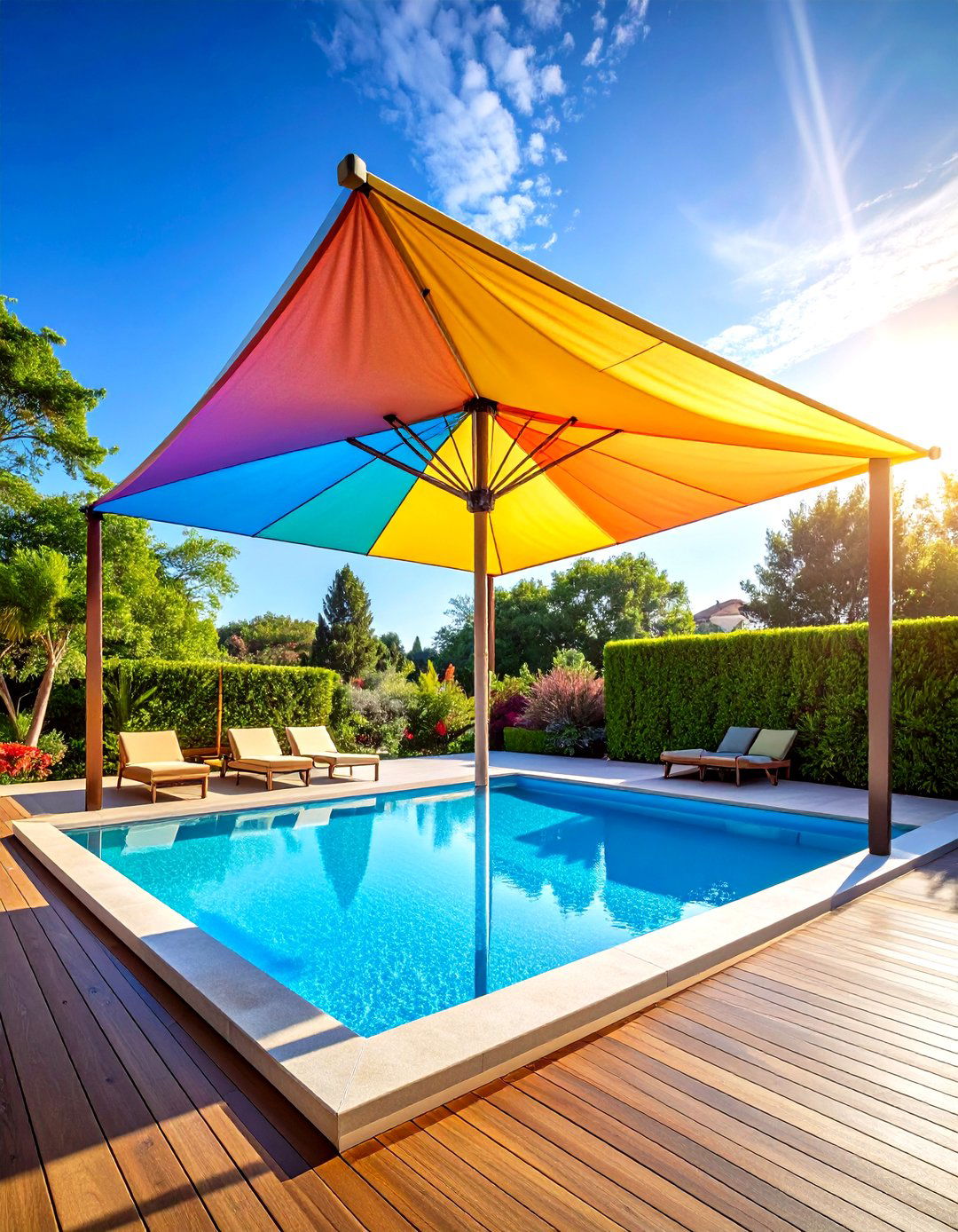 Rectangular Shade Sails - 24 Pool Shade Ideas