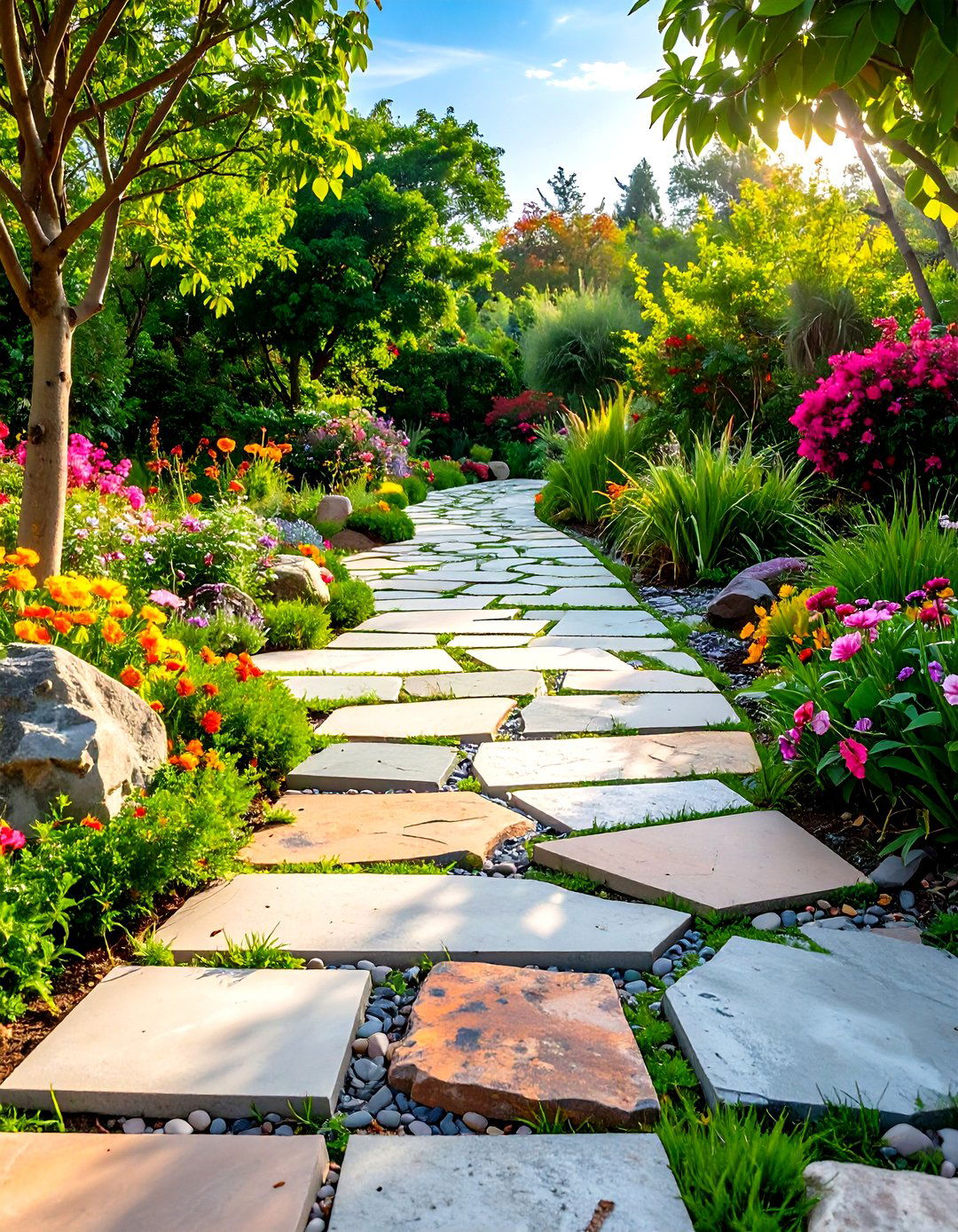 Recycled Concrete Artistic Walkway - 24 Garden Path Ideas
