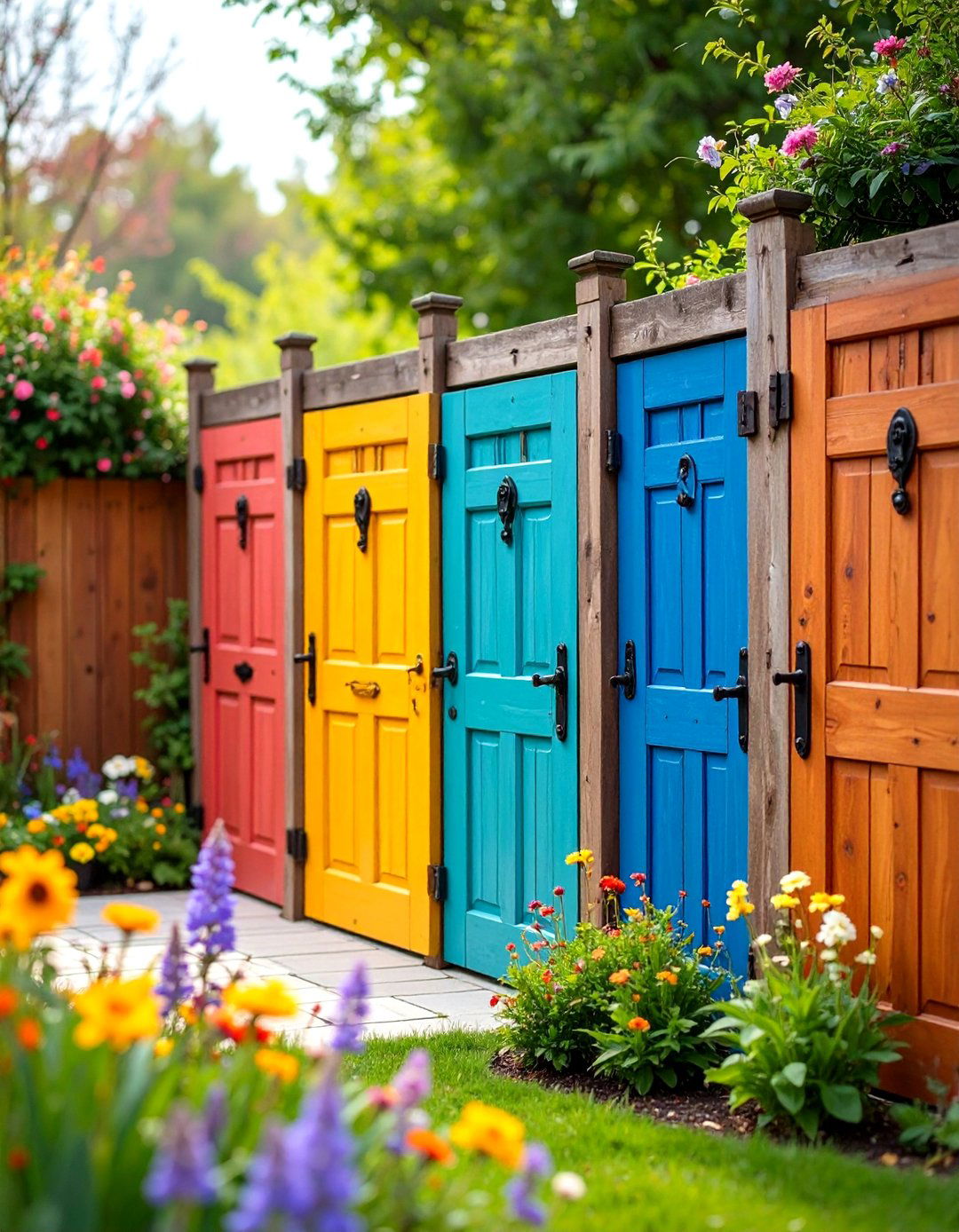 Recycled Door Privacy Panels - 24 Cheap Privacy Fence Ideas