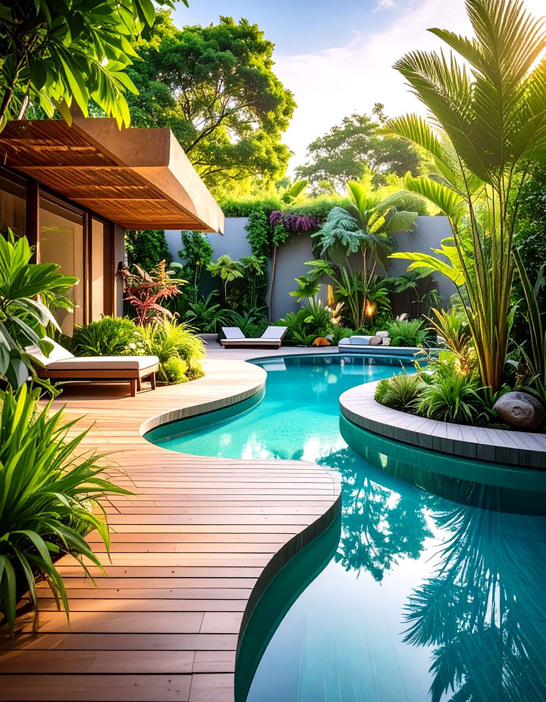 Recycled Material Eco Friendly Pool Walkway - 24 Pool Walkway Ideas