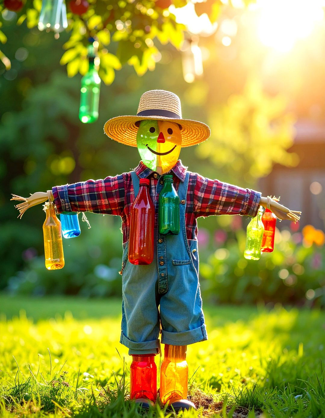 Recycled Plastic Bottle Scarecrow - 24 Garden Scarecrow Ideas