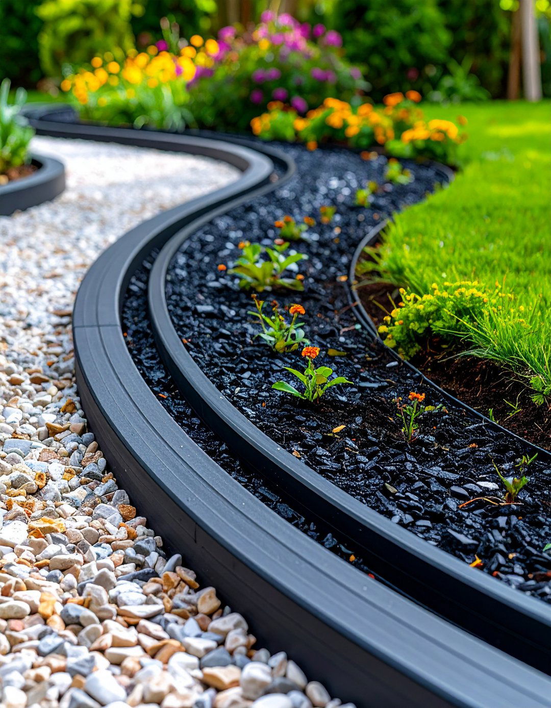Recycled Rubber Tire Edging - 24 Recycled Garden Edging Ideas