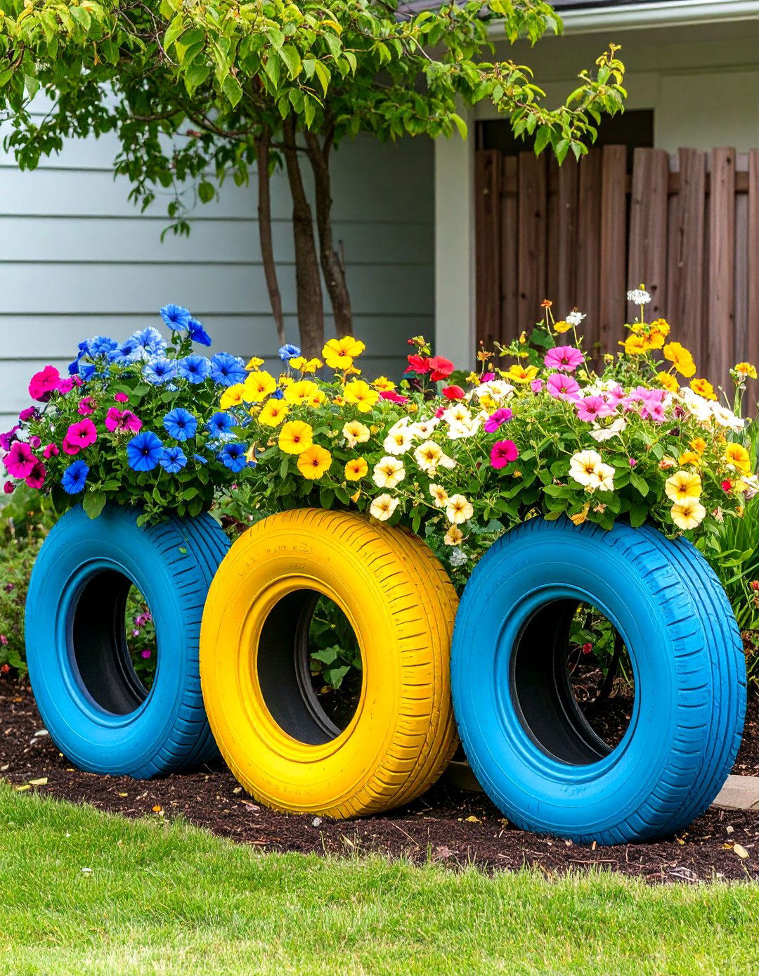 Recycled Tire Planter Systems - 24 Budget Small Garden Ideas
