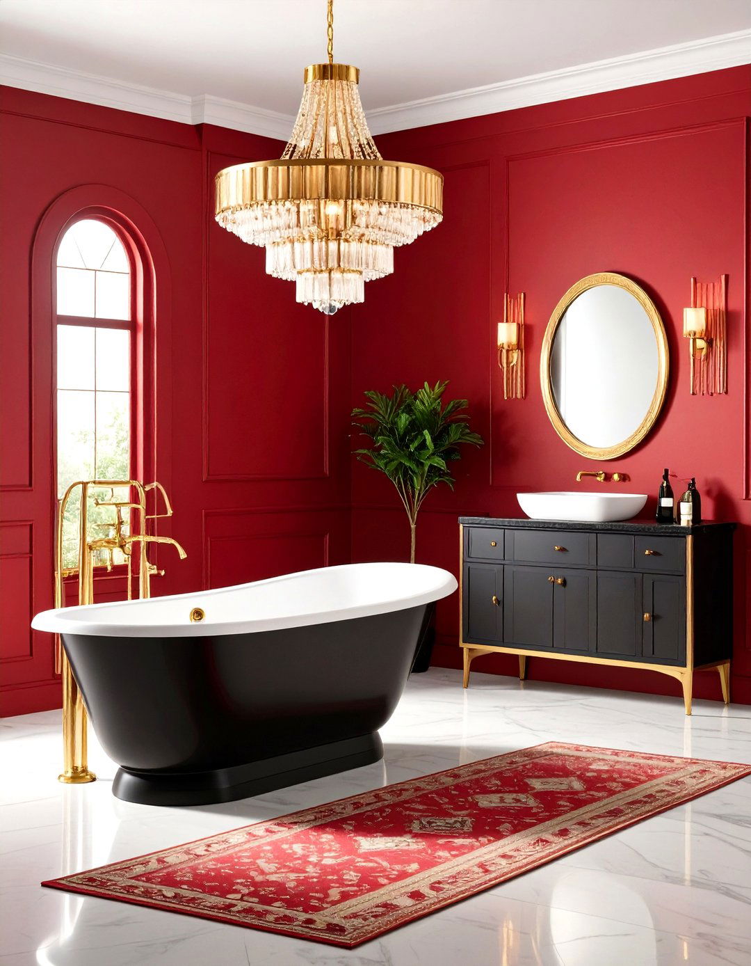 Red Art Deco Bathroom - 24 Red Bathroom Ideas