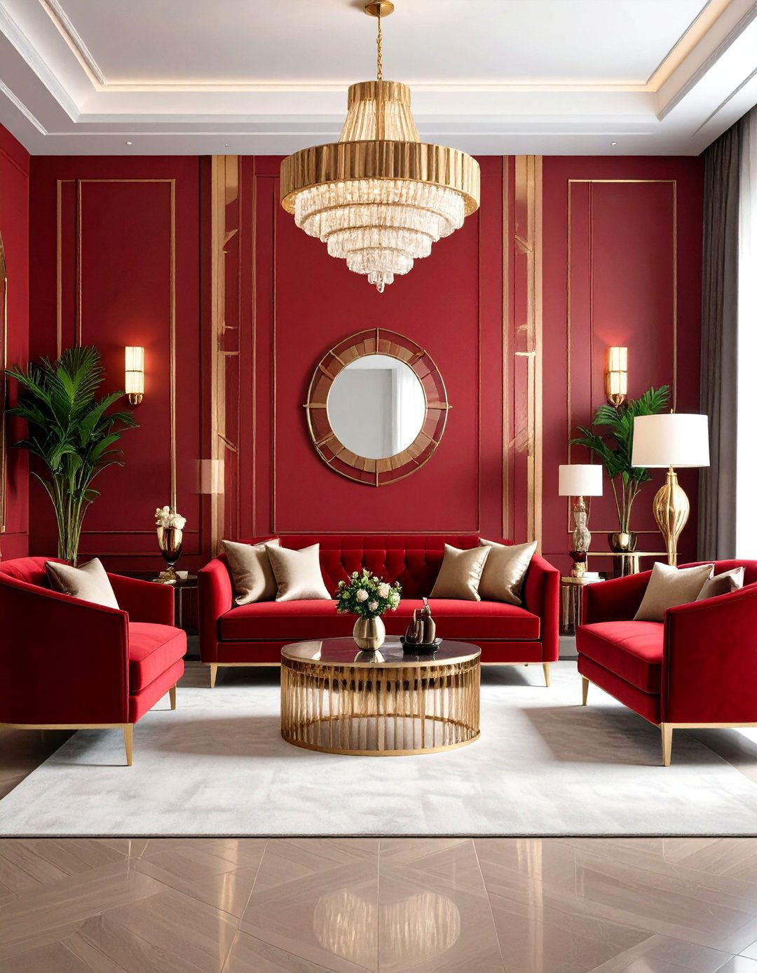 Red Art Deco Glamour - 24 Red Living Room Ideas