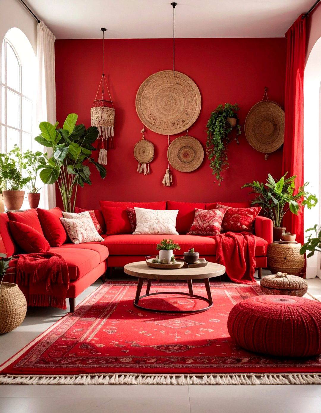 Red Bohemian Eclectic Mix - 24 Red Living Room Ideas