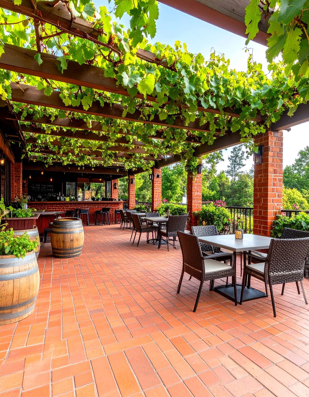 Red Brick Wine Country Tasting Patio - 24 Red Paver Patio Ideas