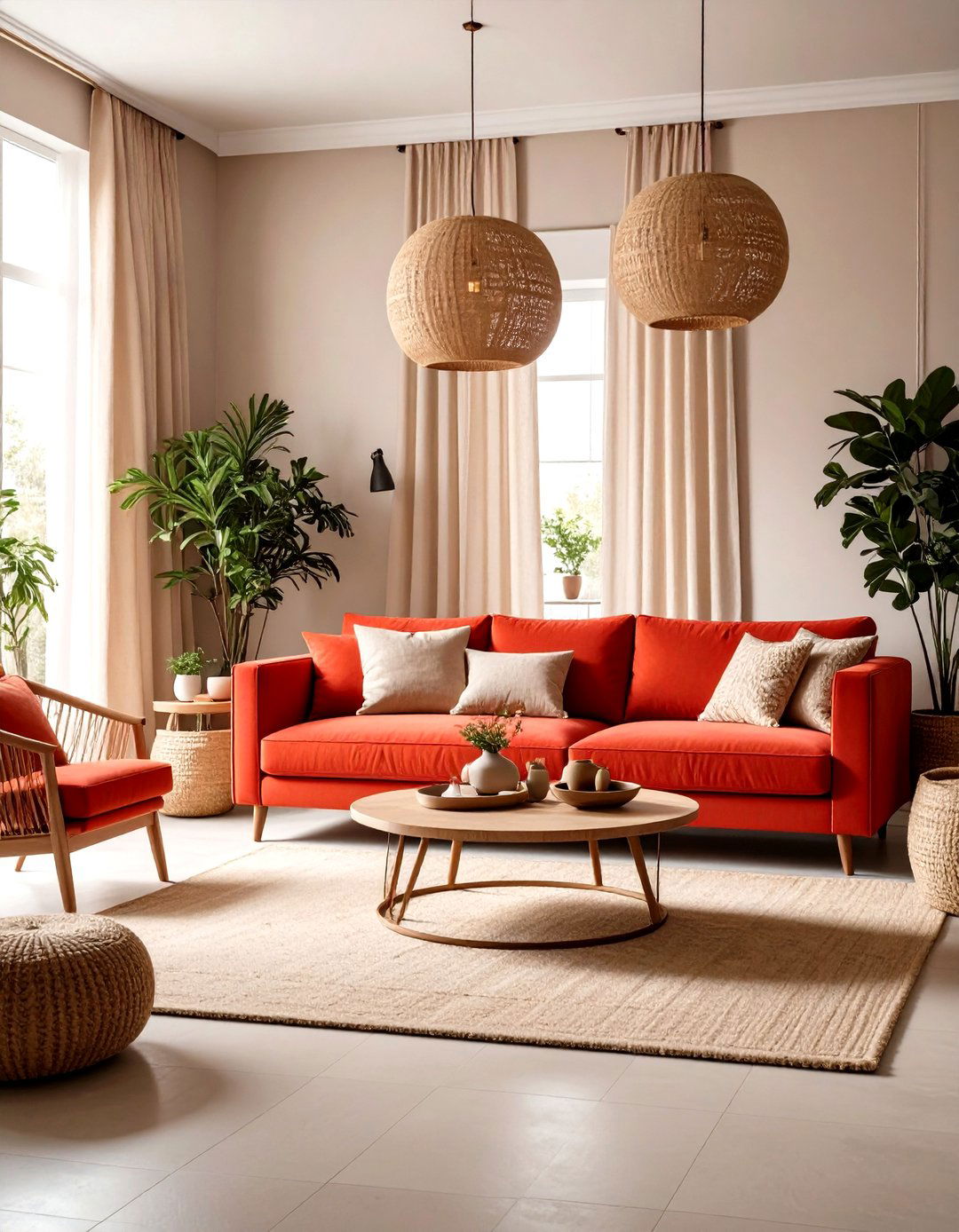 Red Couch Neutral Color Palette - 24 Red Couch Living Room Ideas