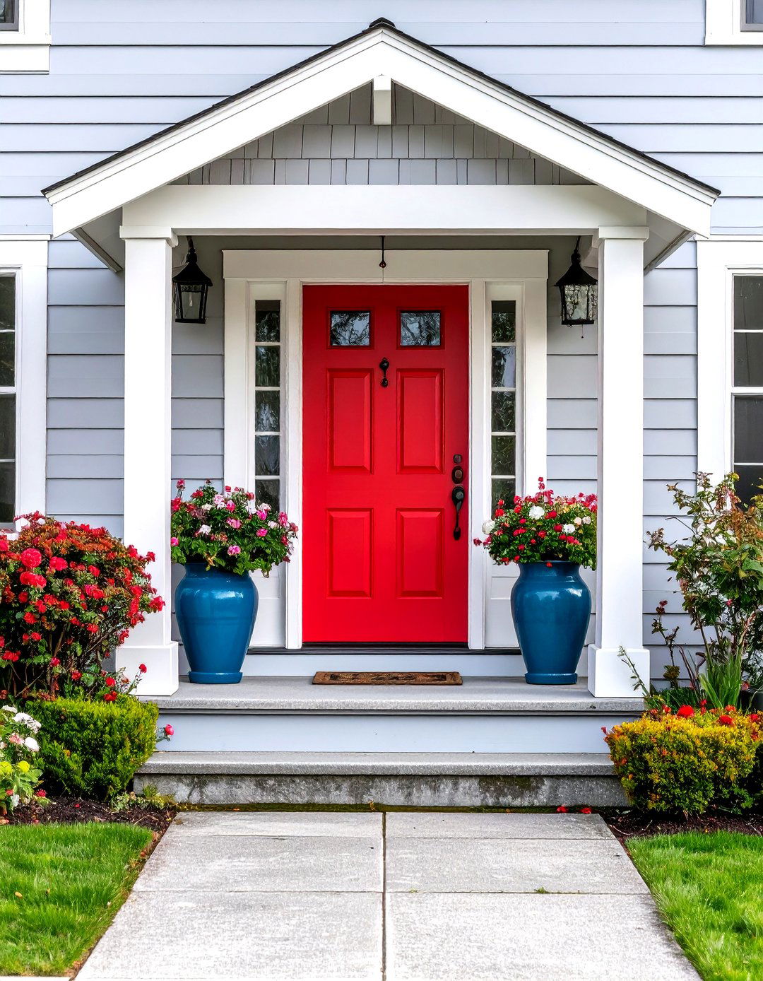 Red Door Light Grey Elegance - 24 Light Grey House With White Trim Design Ideas