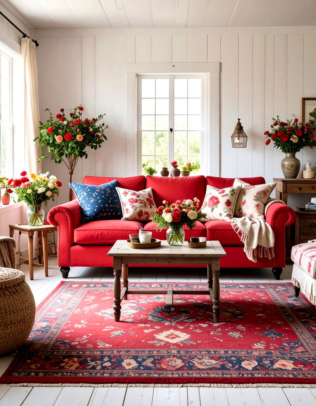 Red Farmhouse Shabby Chic - 24 Red Living Room Ideas