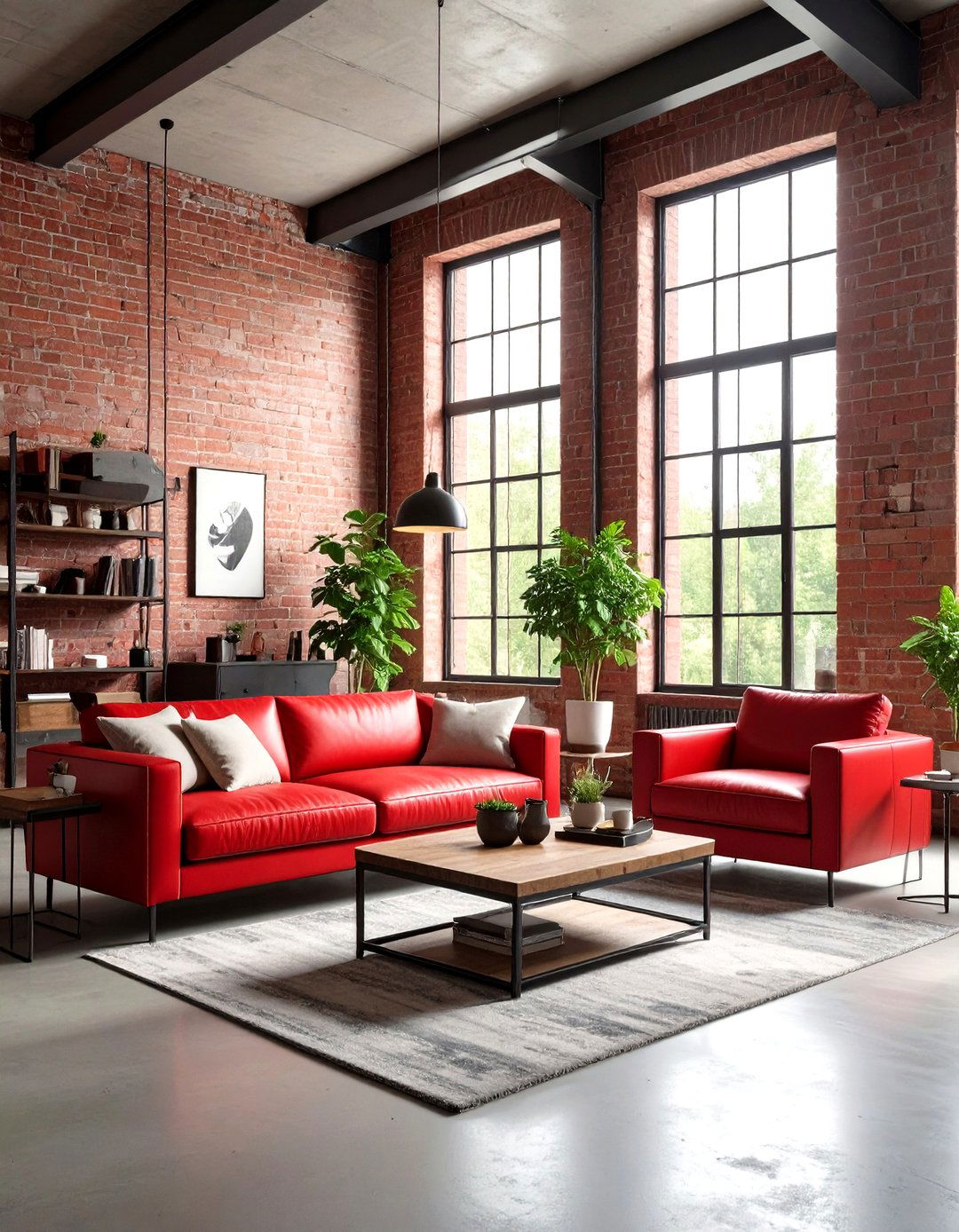 Red Industrial Loft Conversion - 24 Red Living Room Ideas
