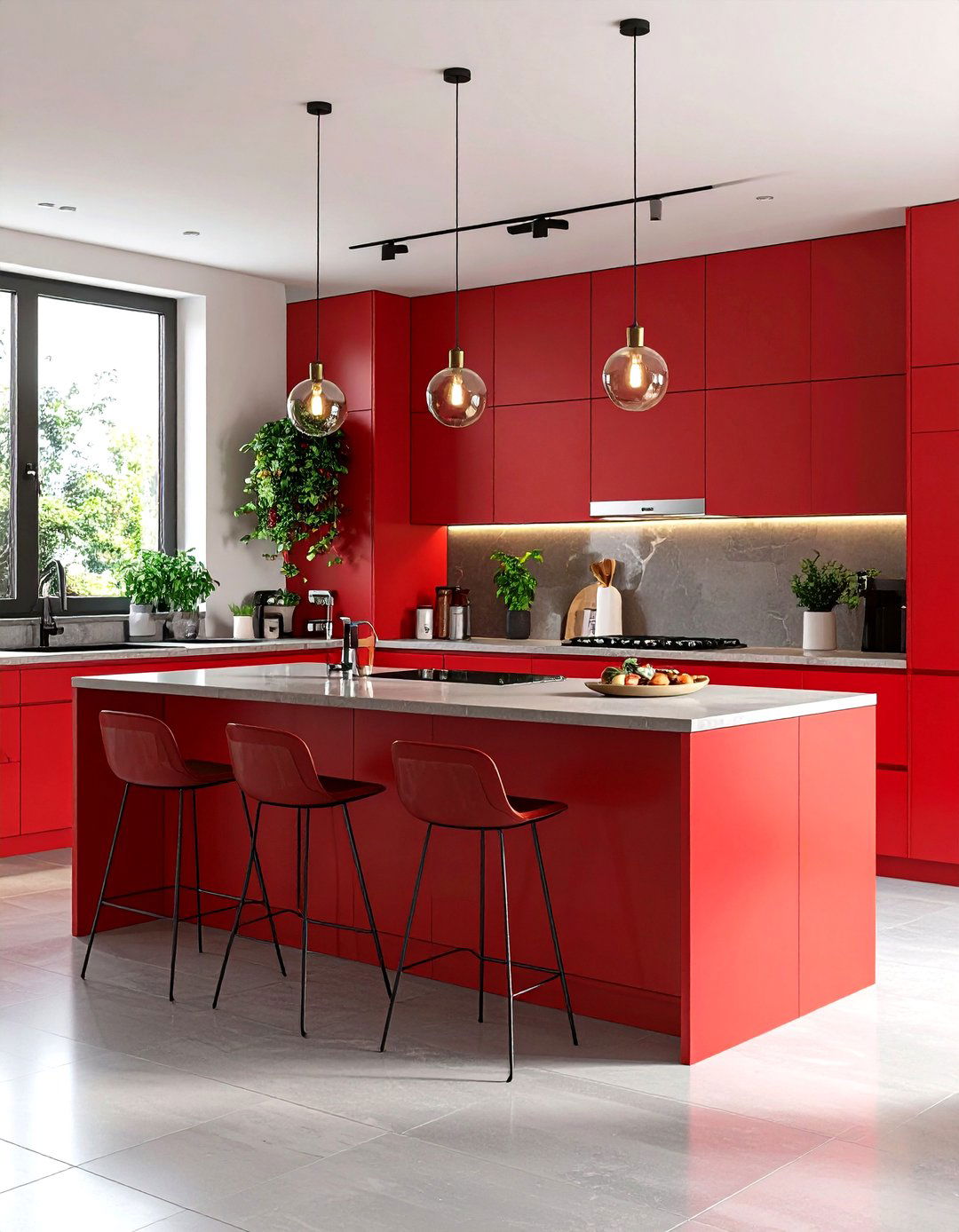 Red Kitchen Island Statement Design - 24 Red Kitchens