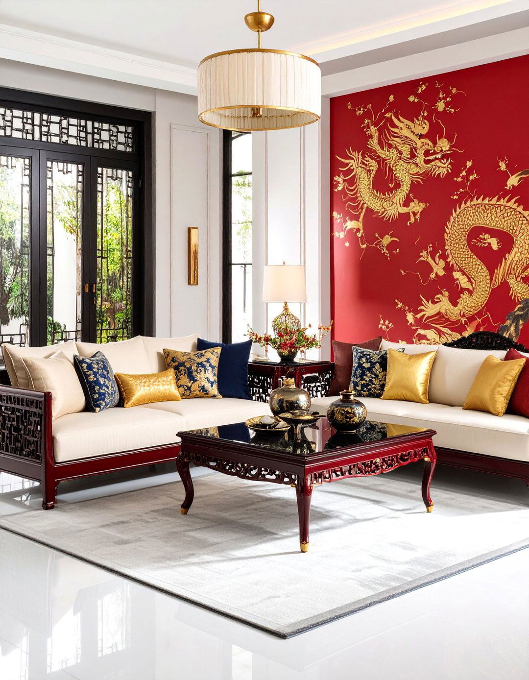 Red Lacquer Chinoiserie Living Room - 24 Chinoiserie Living Room Ideas