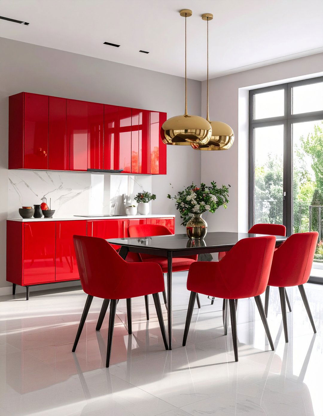 Red Lacquered Cabinet Storage - 24 Red Dining Room Ideas