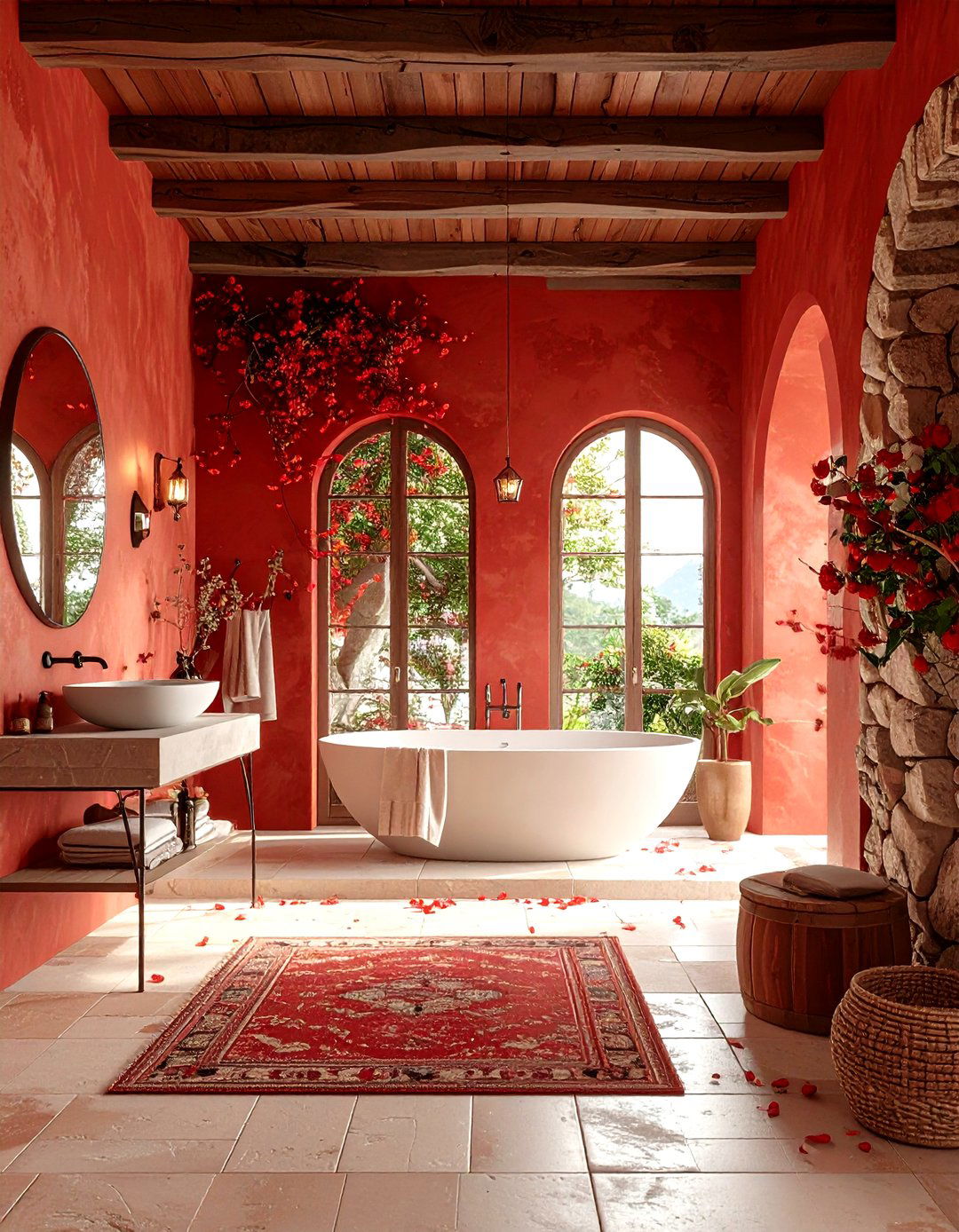 Red Mediterranean Villa Style - 24 Red Bathroom Ideas
