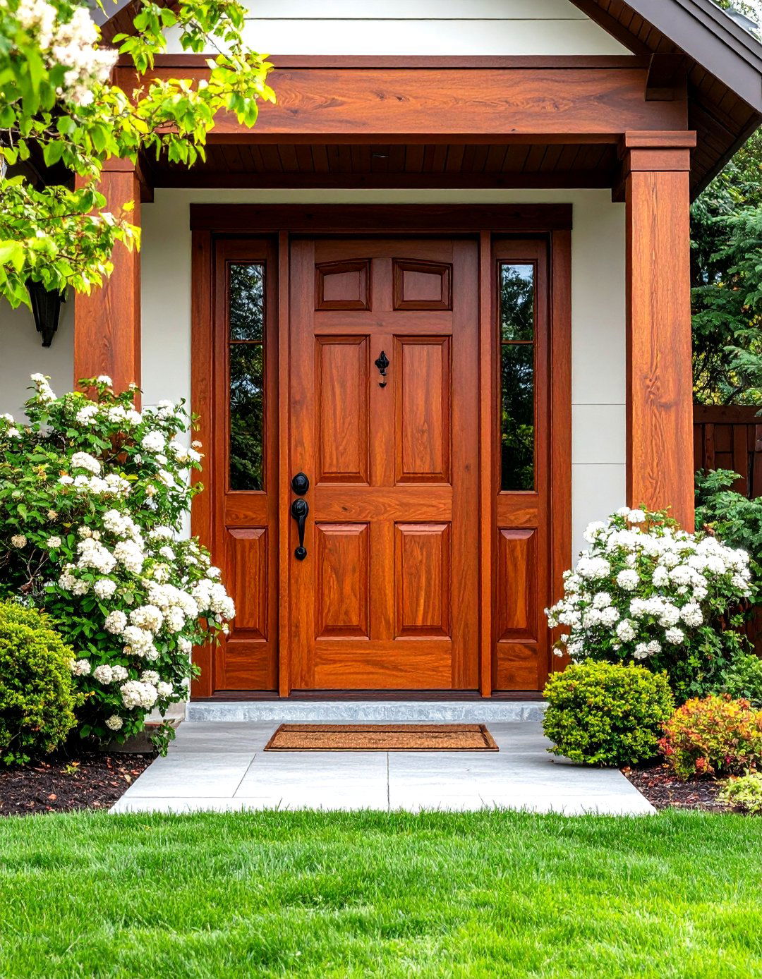 Red Oak Traditional Stained Front Door - 24 Stained Front Door Ideas