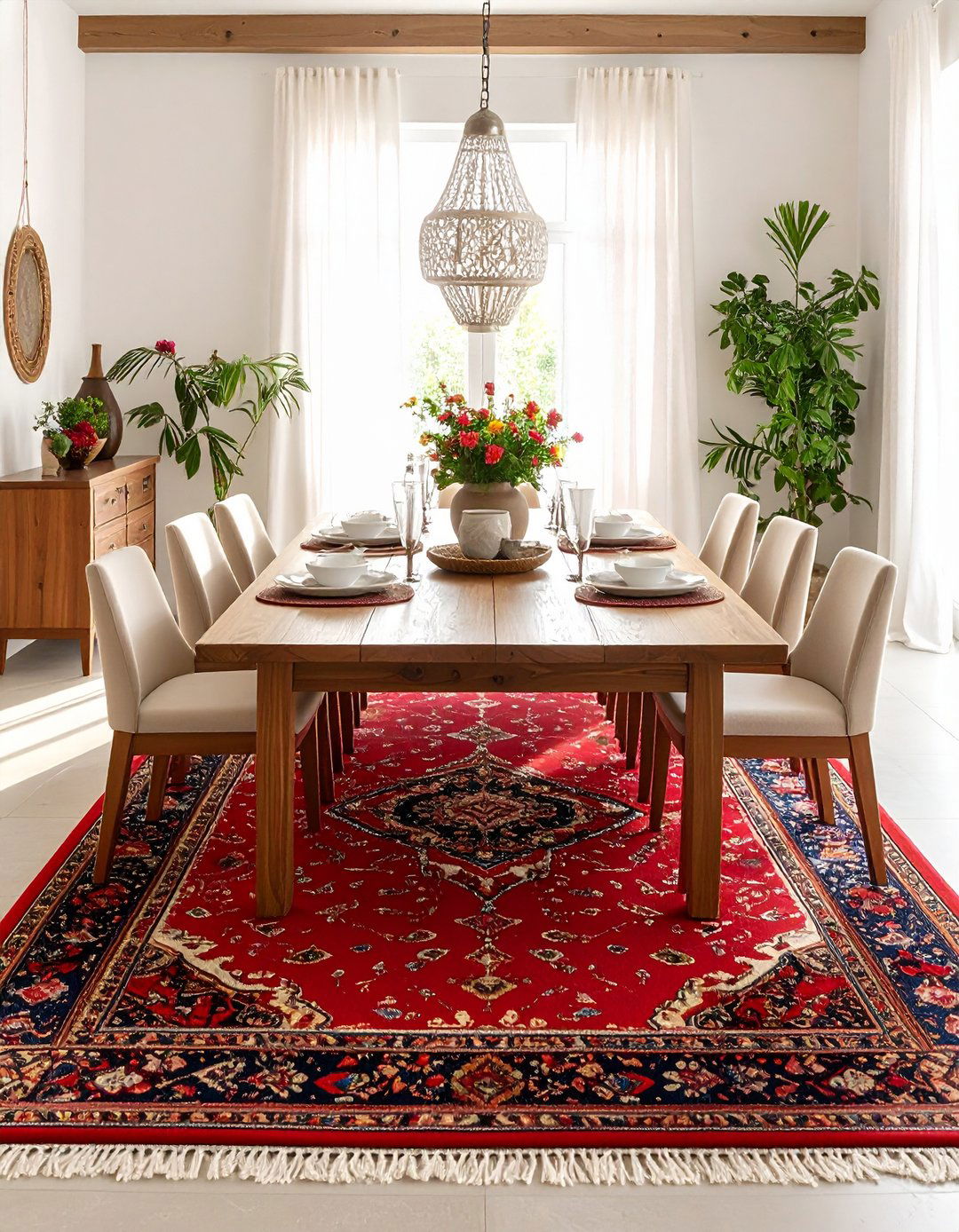 Red Oriental Rug Foundation - 24 Red Dining Room Ideas