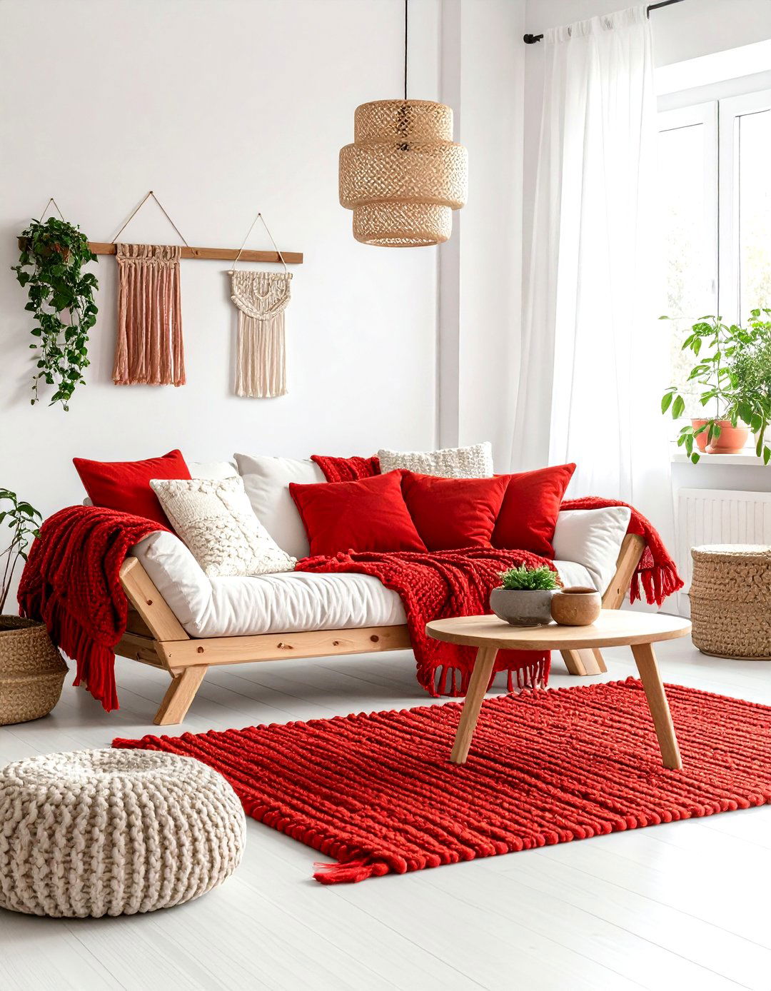 Red Scandinavian Cozy - 24 Red Living Room Ideas
