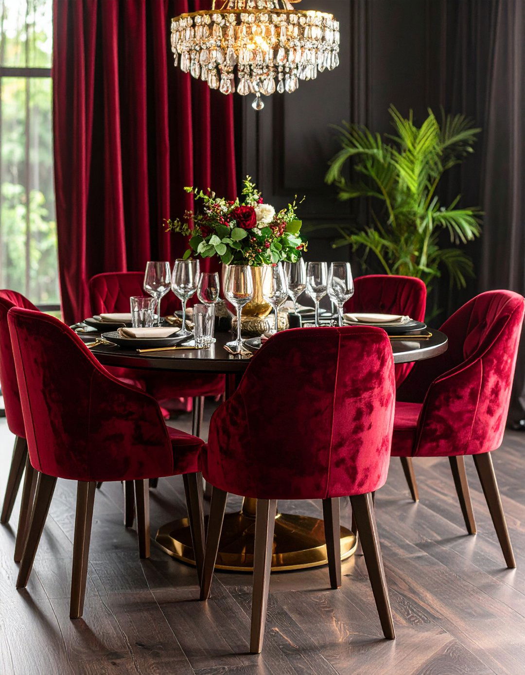 Red Velvet Upholstery Luxury - 24 Red Dining Room Ideas