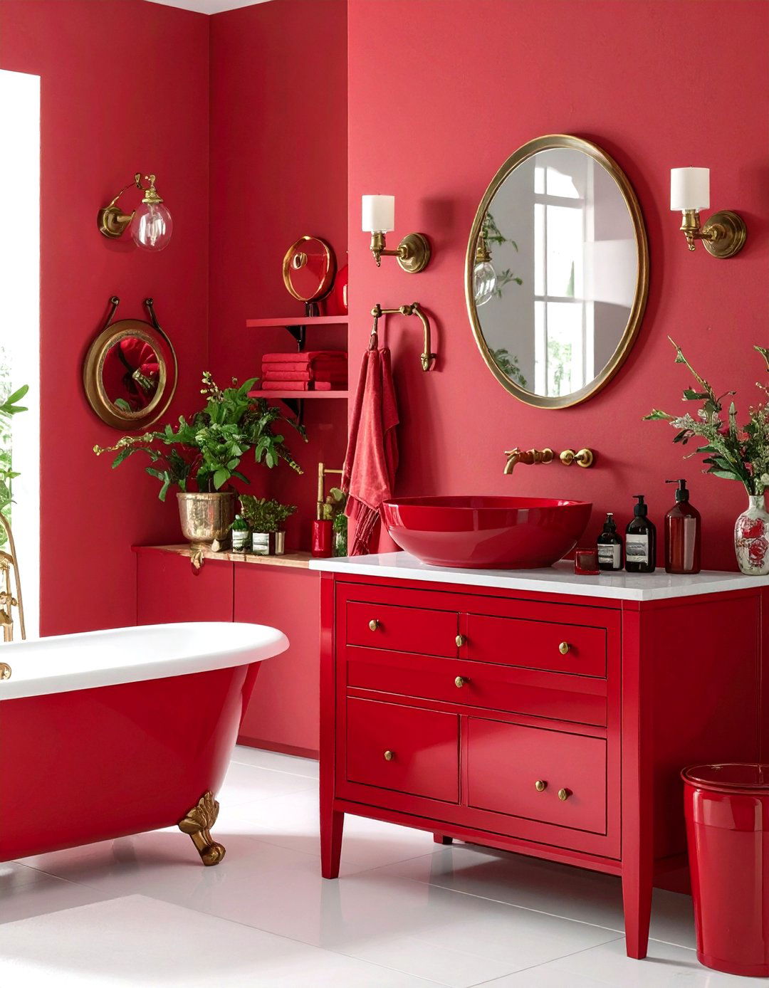 Red Vintage Hardware Collection - 24 Red Bathroom Ideas