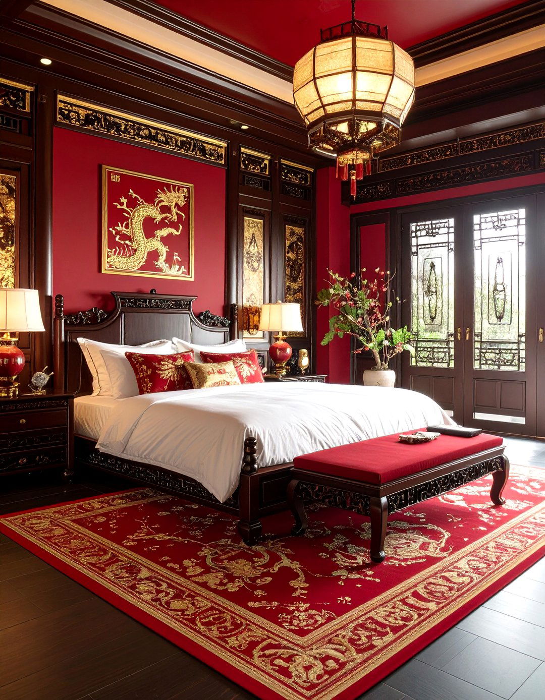 Red and Gold Chinoiserie Bedroom - 24 Chinoiserie Bedroom Ideas