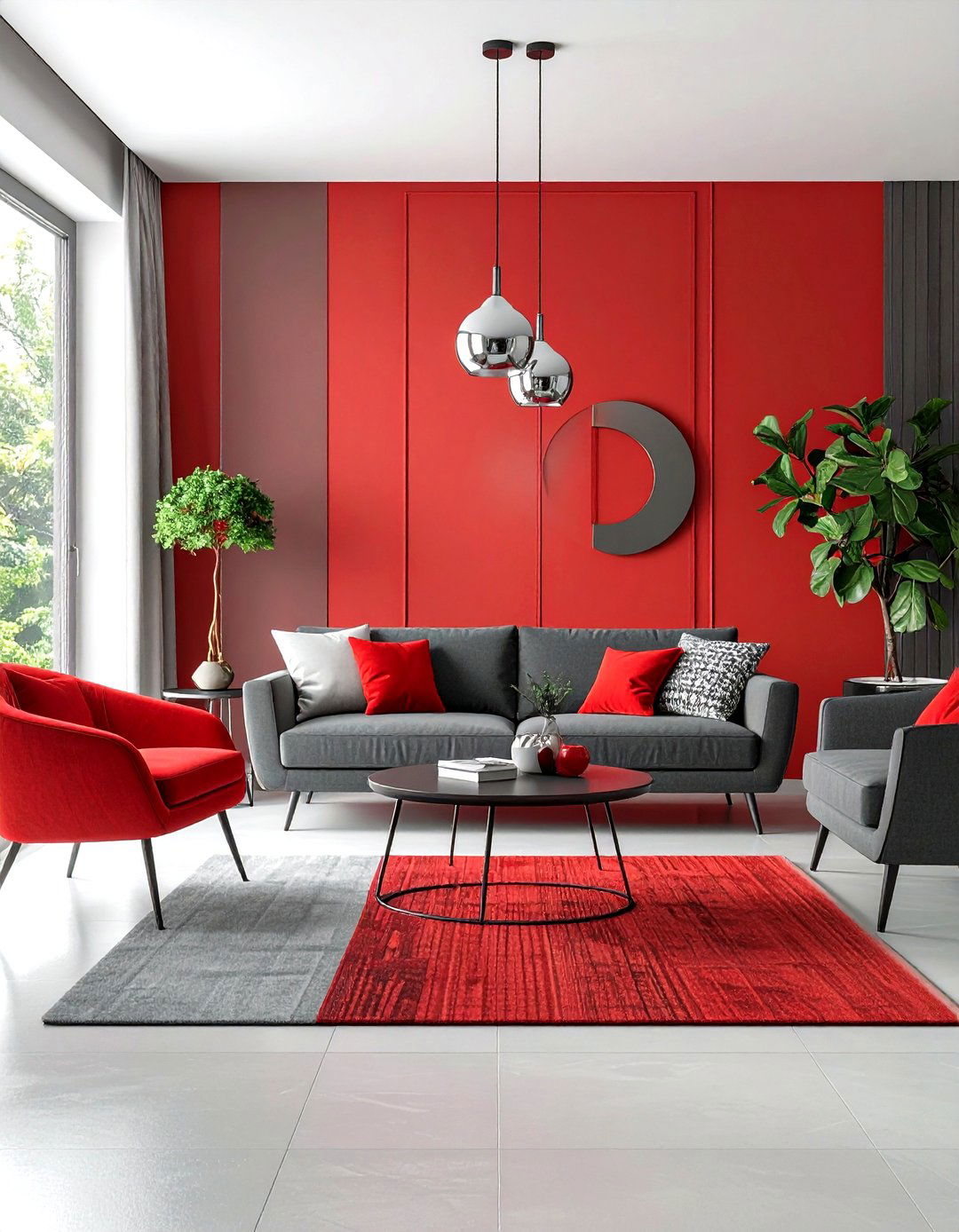 Red and Gray Contemporary Contrast - 24 Red Living Room Ideas