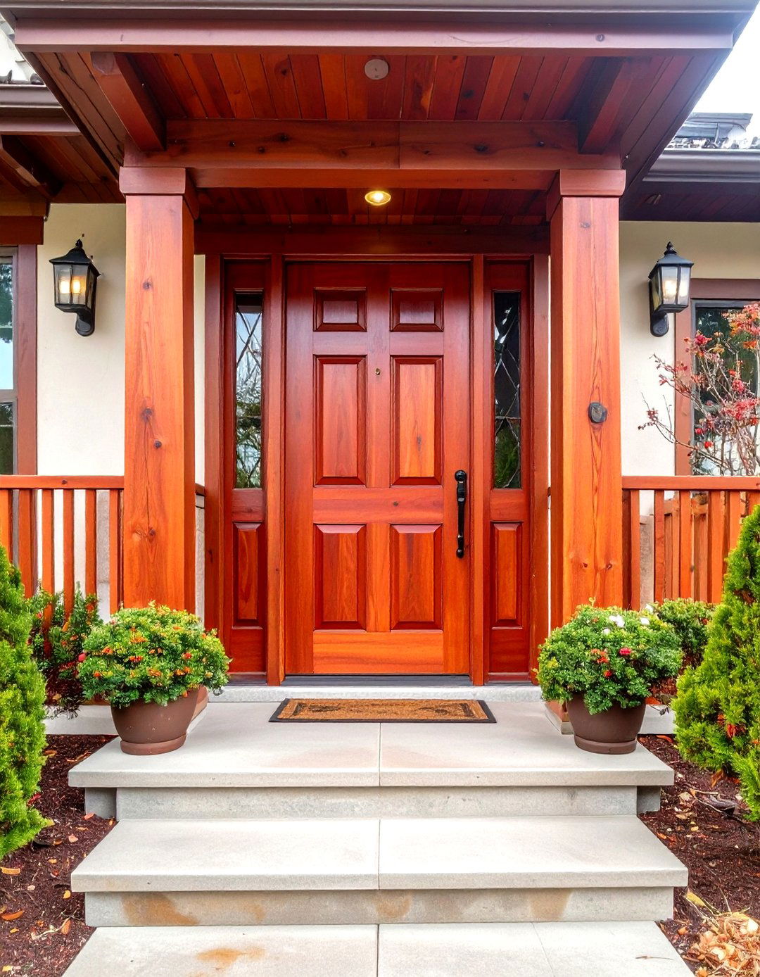 Redwood Rich Stained Front Door - 24 Stained Front Door Ideas