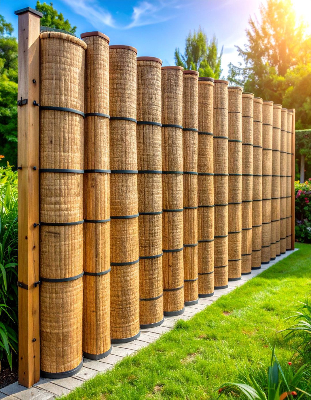 Reed and Natural Grass Screening Rolls - 24 Outdoor Privacy Screen Ideas