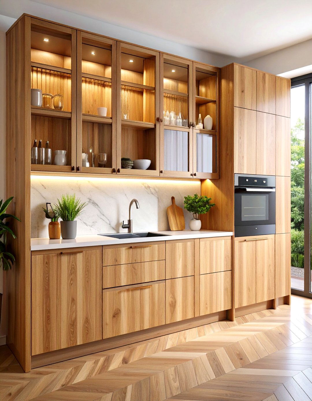 Reeded Glass Contemporary Texture - 24 Modern Style Glass Kitchen Cabinets