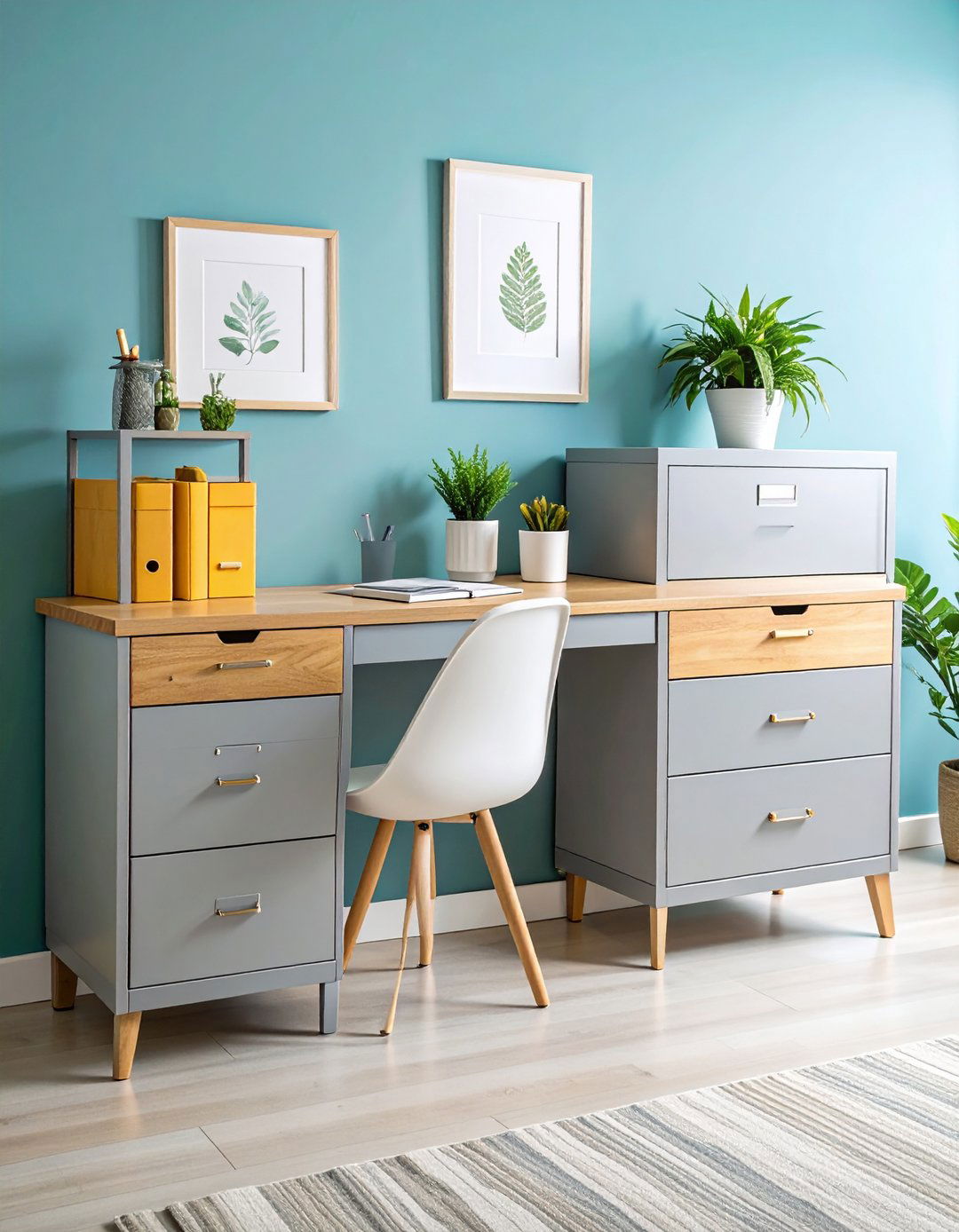 Repurposed Filing Cabinet Desk - 24 Budget Home Office Ideas