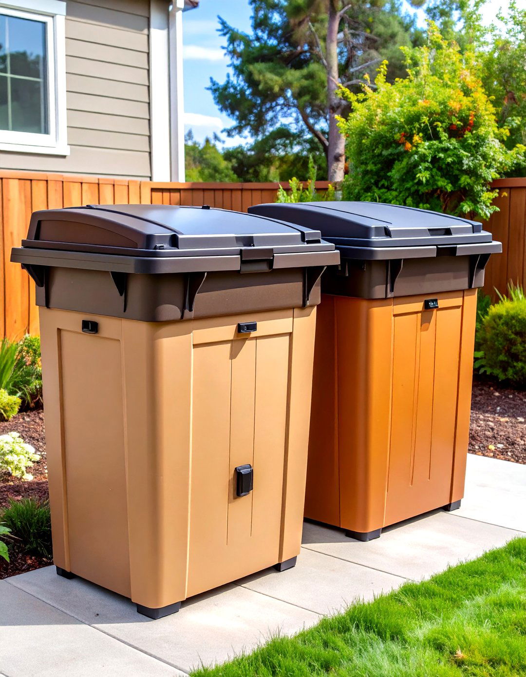 Resin Storage Shed with Dual Access - 24 Garbage Can Storage Ideas