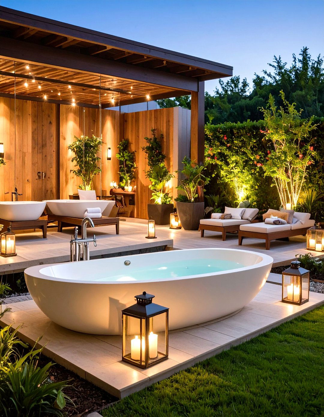 Resort Style Luxury Outdoor Suite - 24 Outdoor Bathroom Ideas