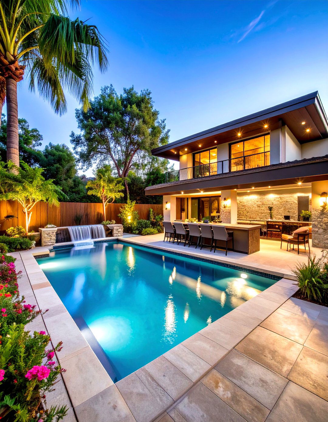 Resort Style Pool Complex with Outdoor Kitchen - 24 Large Backyard Ideas